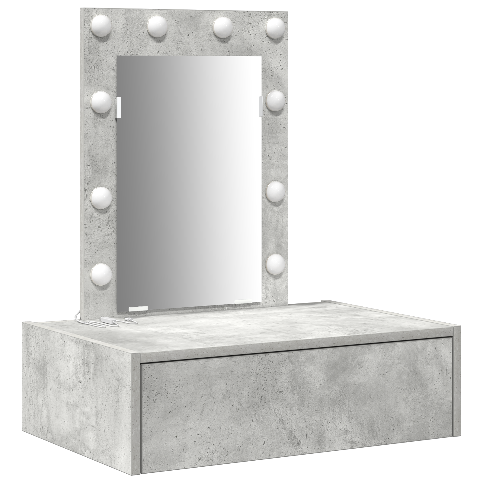 Wall Hanging Dressing Table with LED Lights Concrete Grey - Image 2