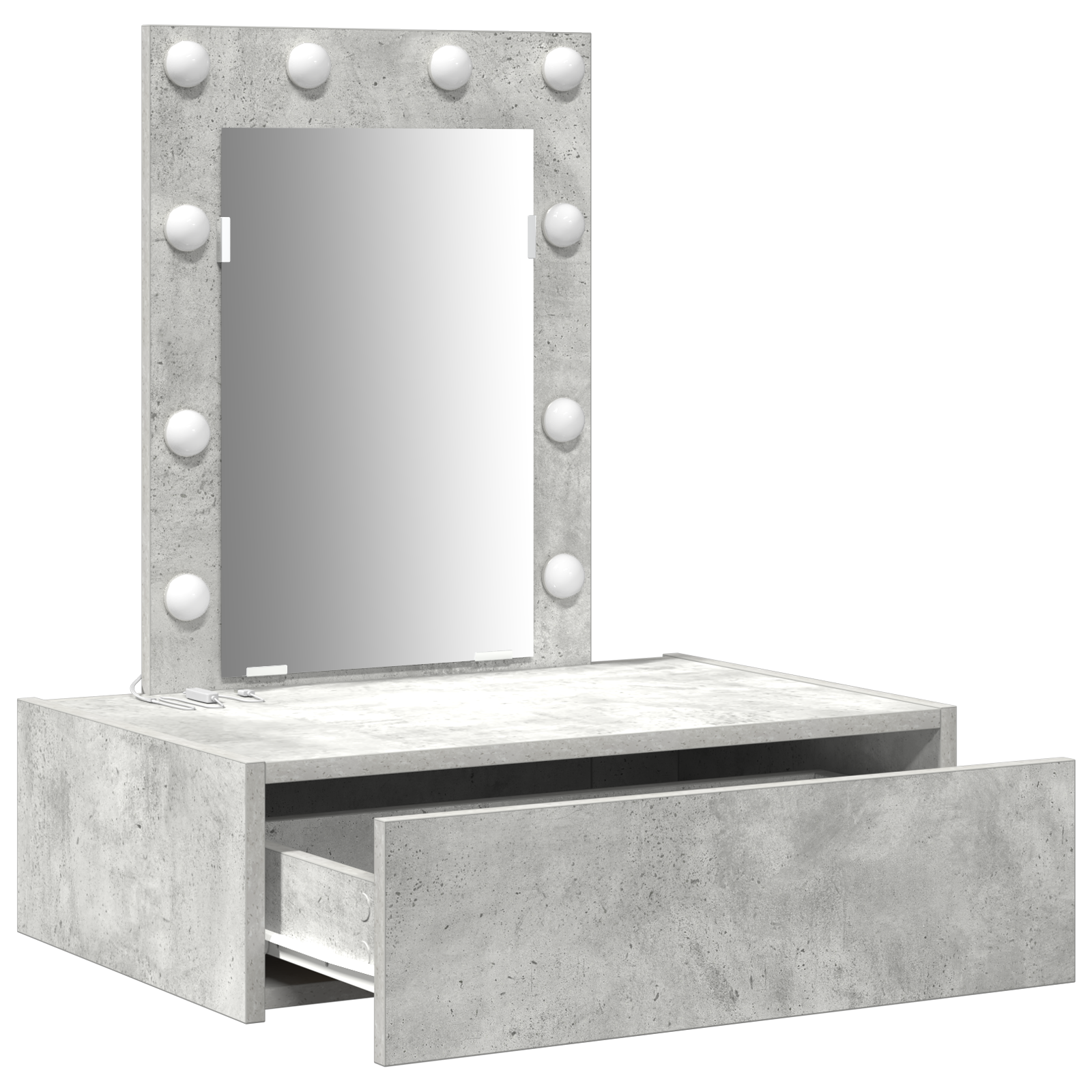 Wall Hanging Dressing Table with LED Lights Concrete Grey - Image 4