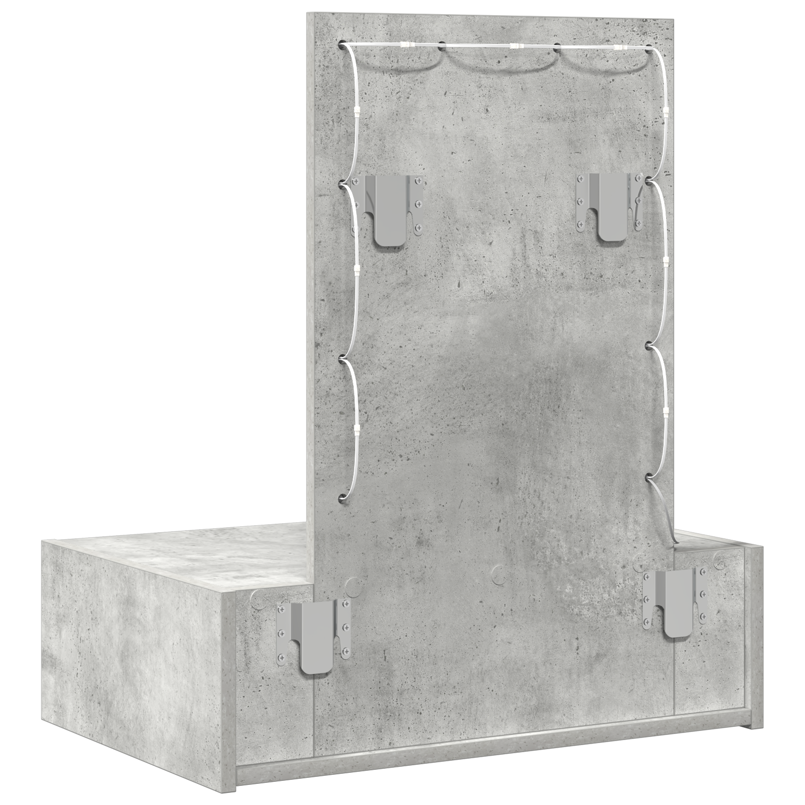 Wall Hanging Dressing Table with LED Lights Concrete Grey - Image 7