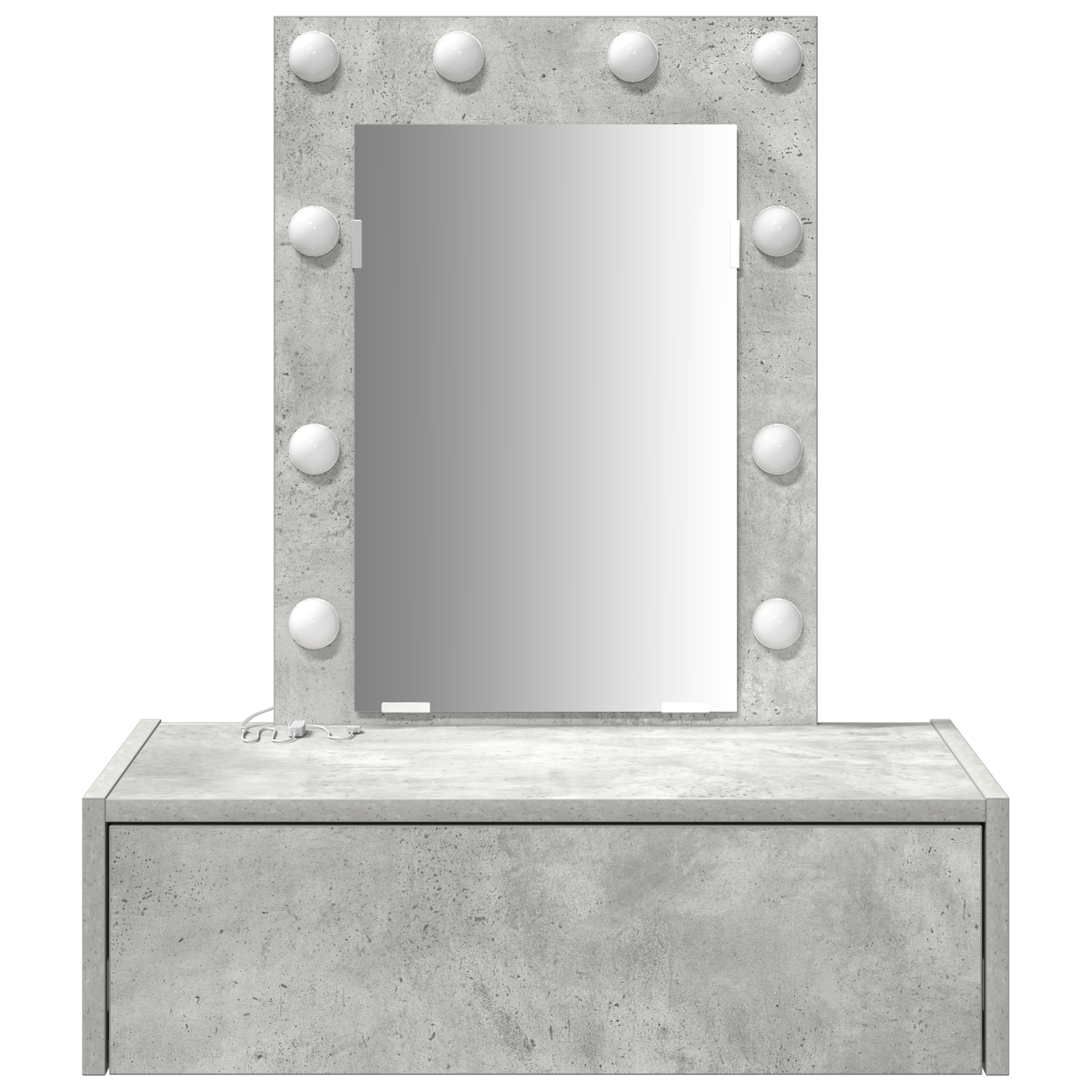 Wall Hanging Dressing Table with LED Lights Concrete Grey - Image 5