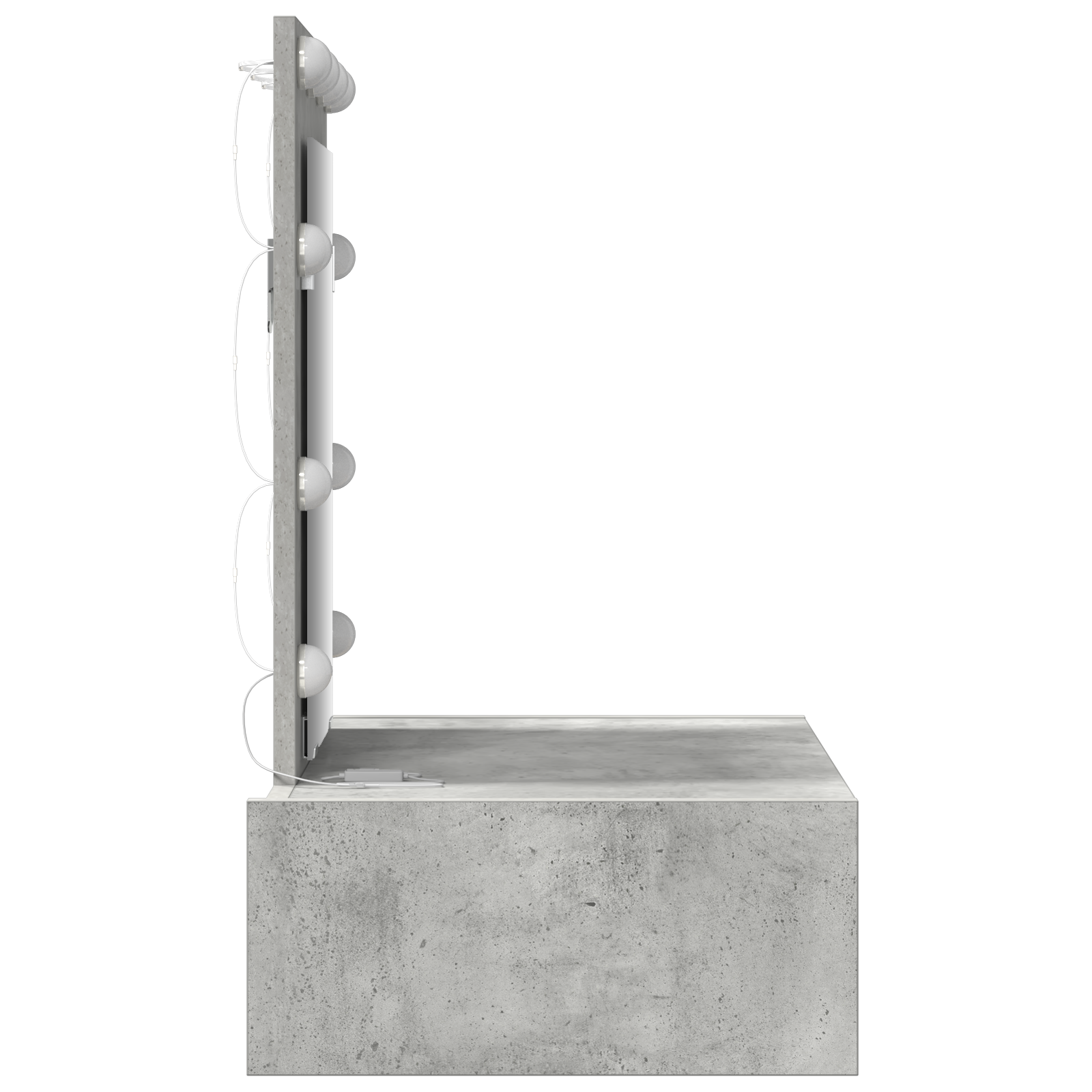 Wall Hanging Dressing Table with LED Lights Concrete Grey - Image 6