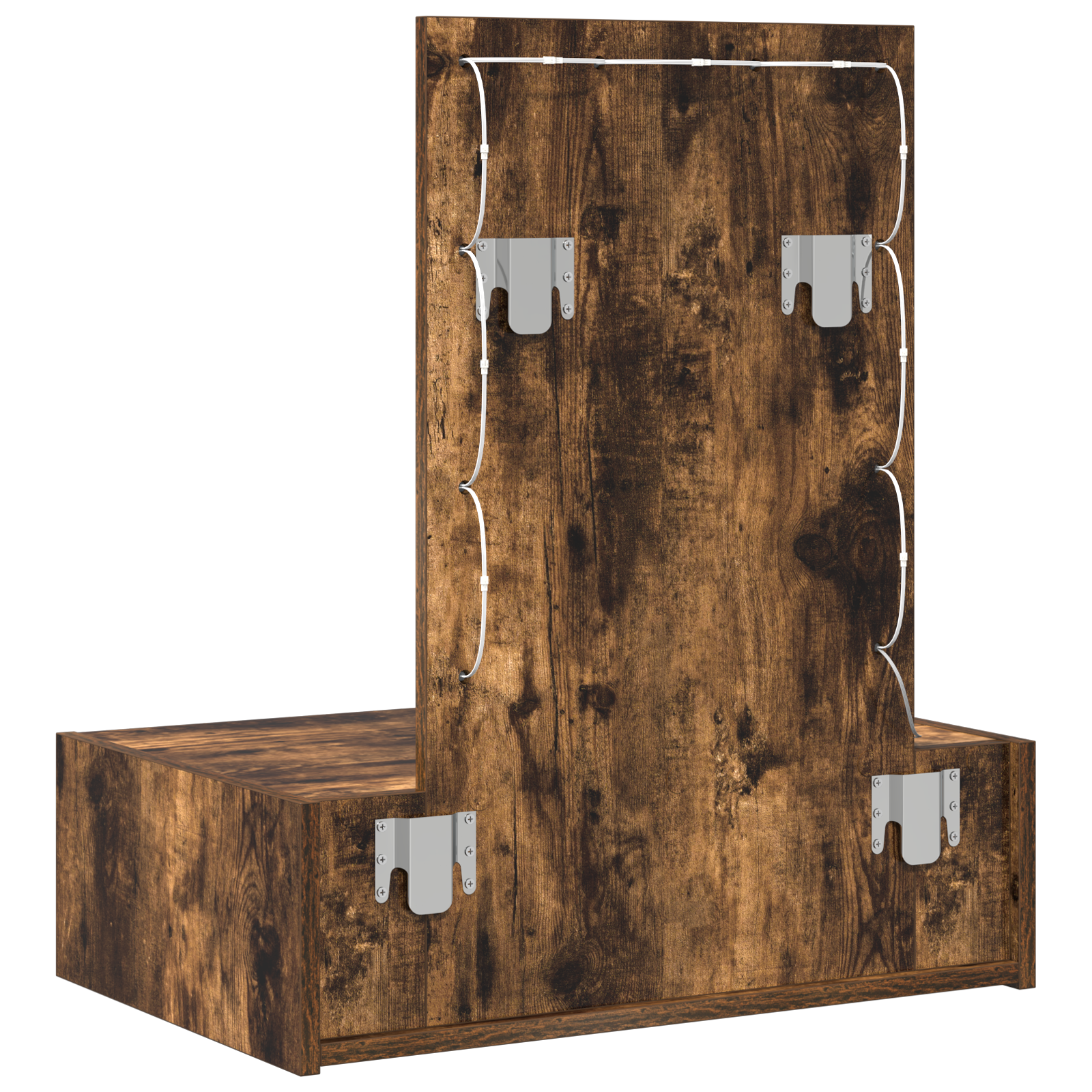 Wall Hanging Dressing Table with LED Lights in Smoked Oak - Image 7