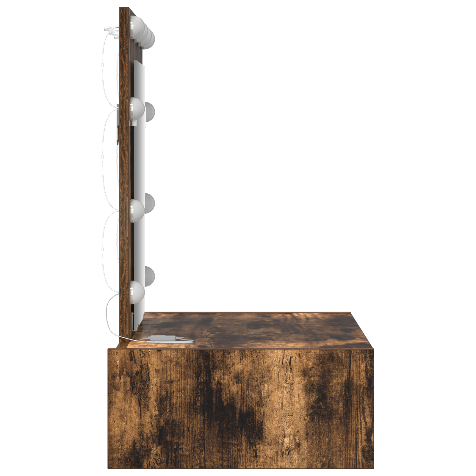 Wall Hanging Dressing Table with LED Lights in Smoked Oak - Image 6