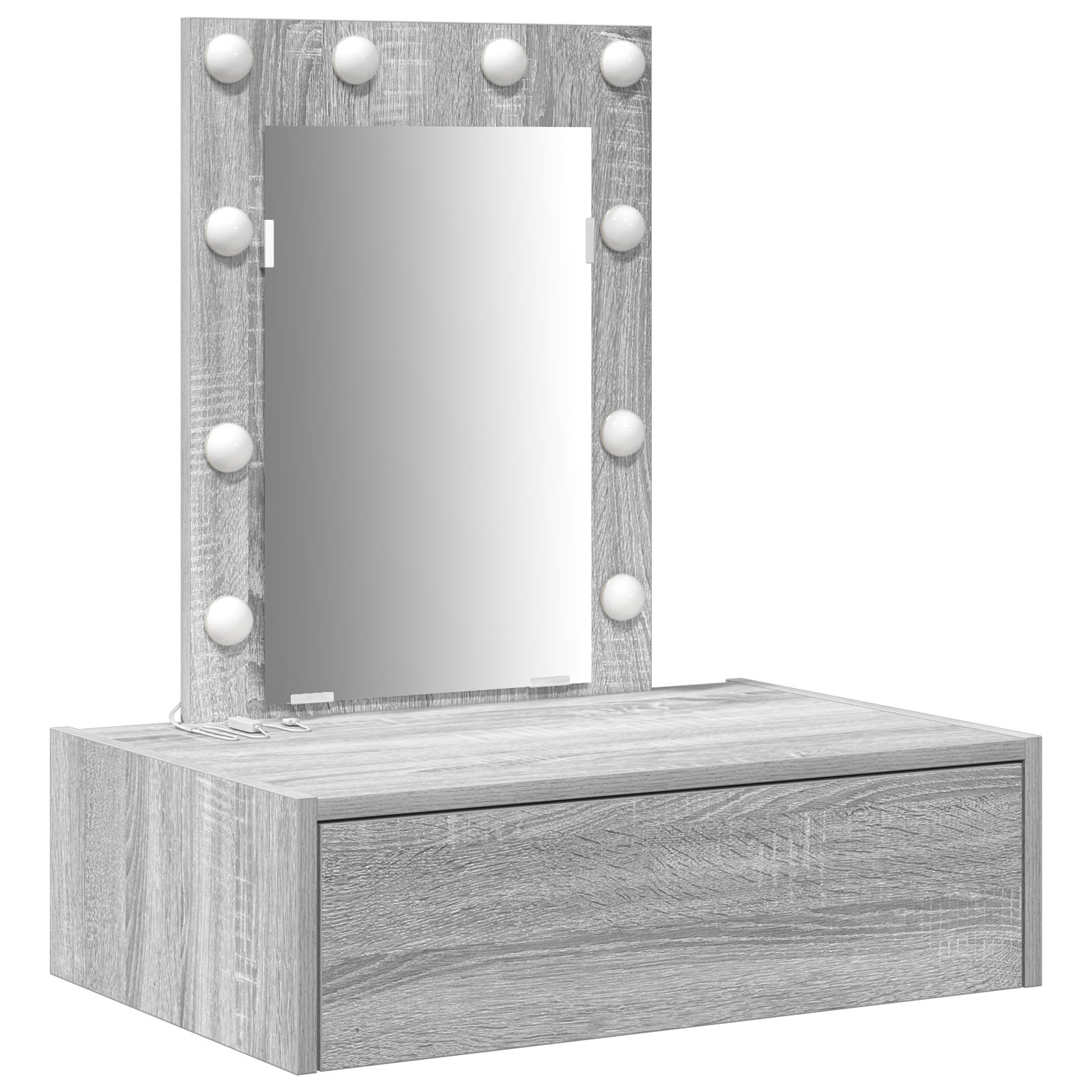 Wall Hanging Dressing Table with LED Lights Grey Sonoma - Image 2