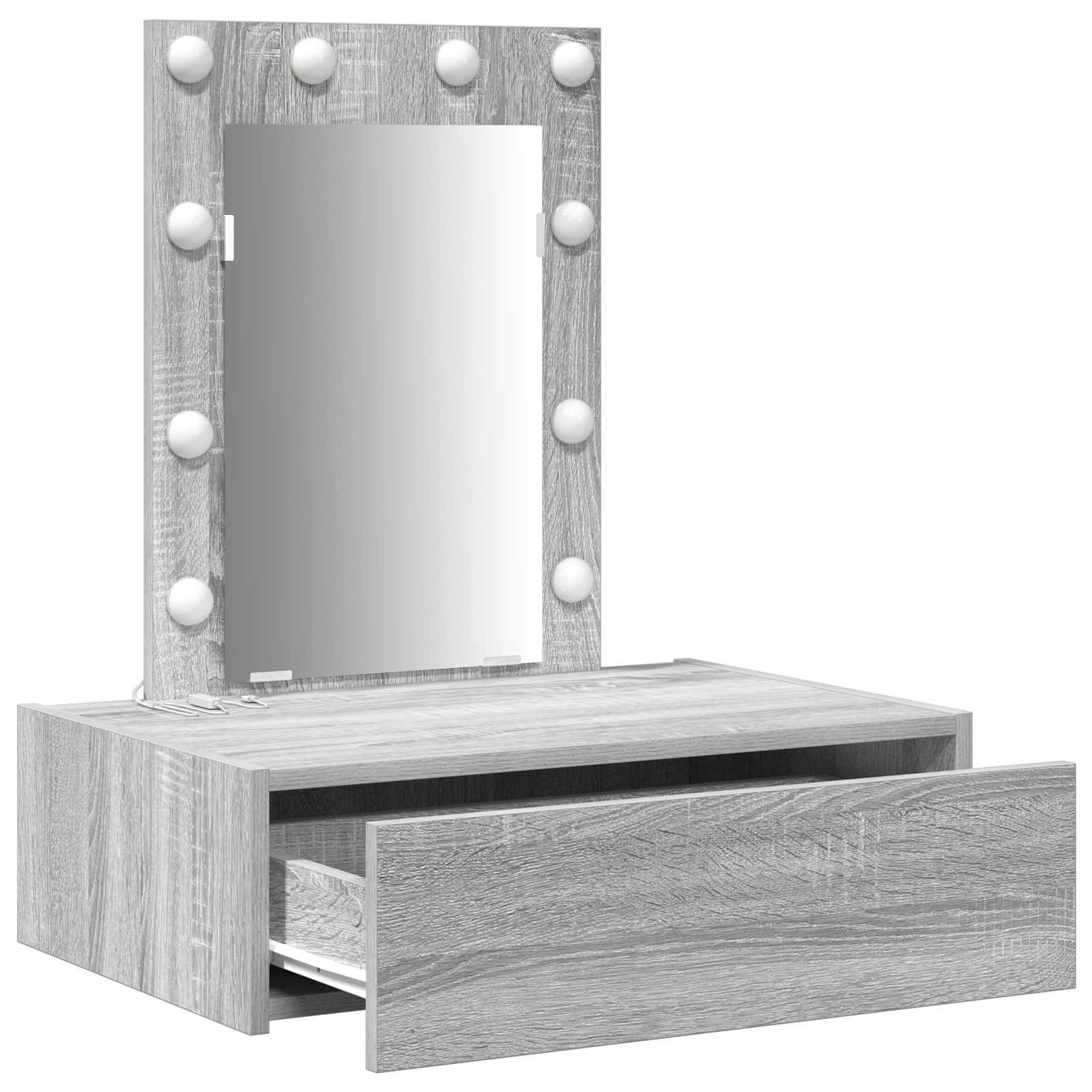 Wall Hanging Dressing Table with LED Lights Grey Sonoma - Image 4