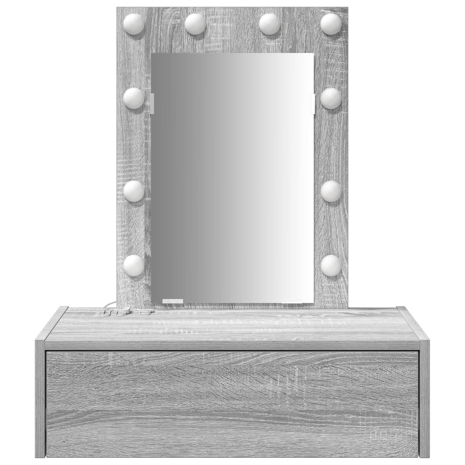 Wall Hanging Dressing Table with LED Lights Grey Sonoma - Image 5