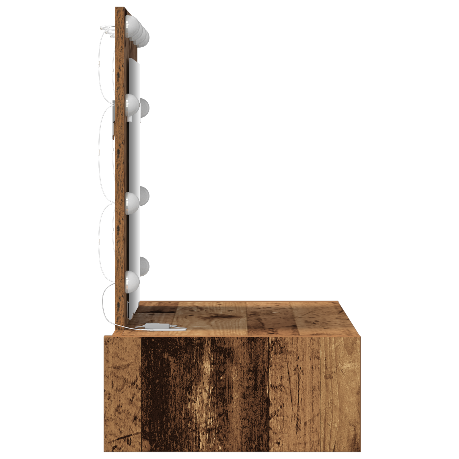 Wall Hanging Dressing Table with LED Lights Old Wood - Image 6