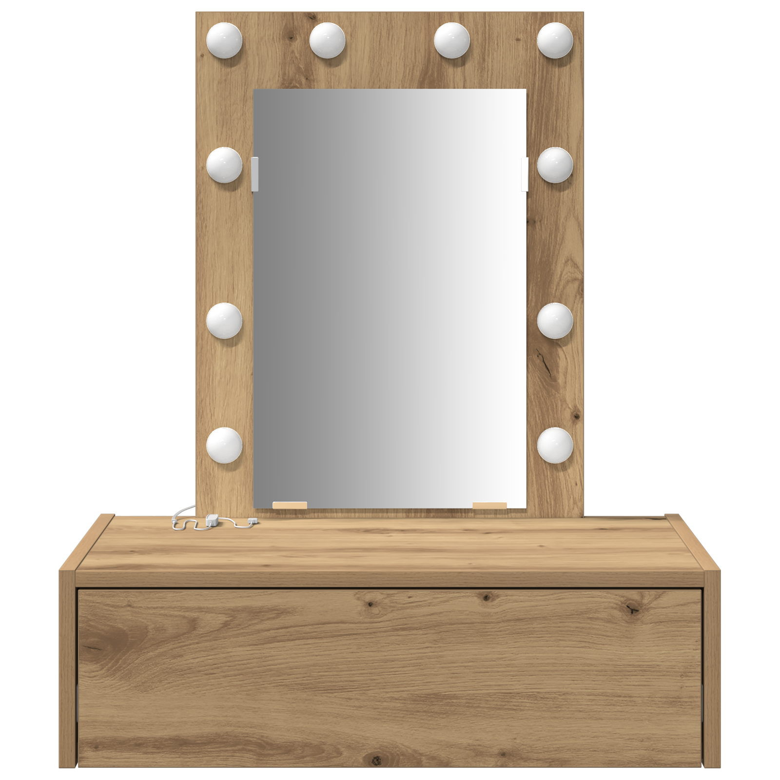 Wall Hanging Dressing Table with LED Lights - Artisan Oak - Image 5