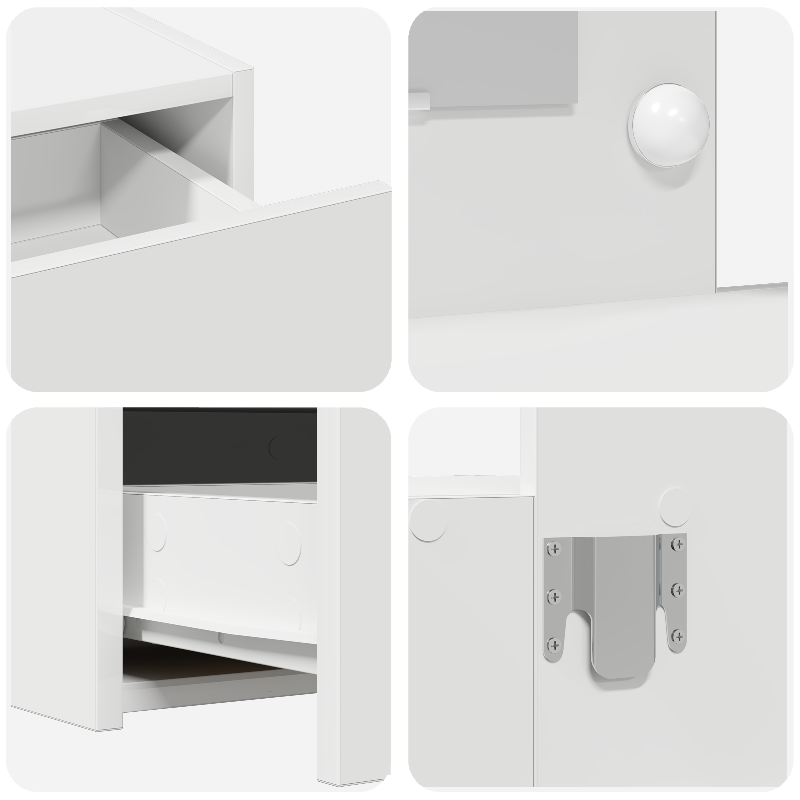 Wall Hanging Dressing Table with LED Lights - White - Image 8