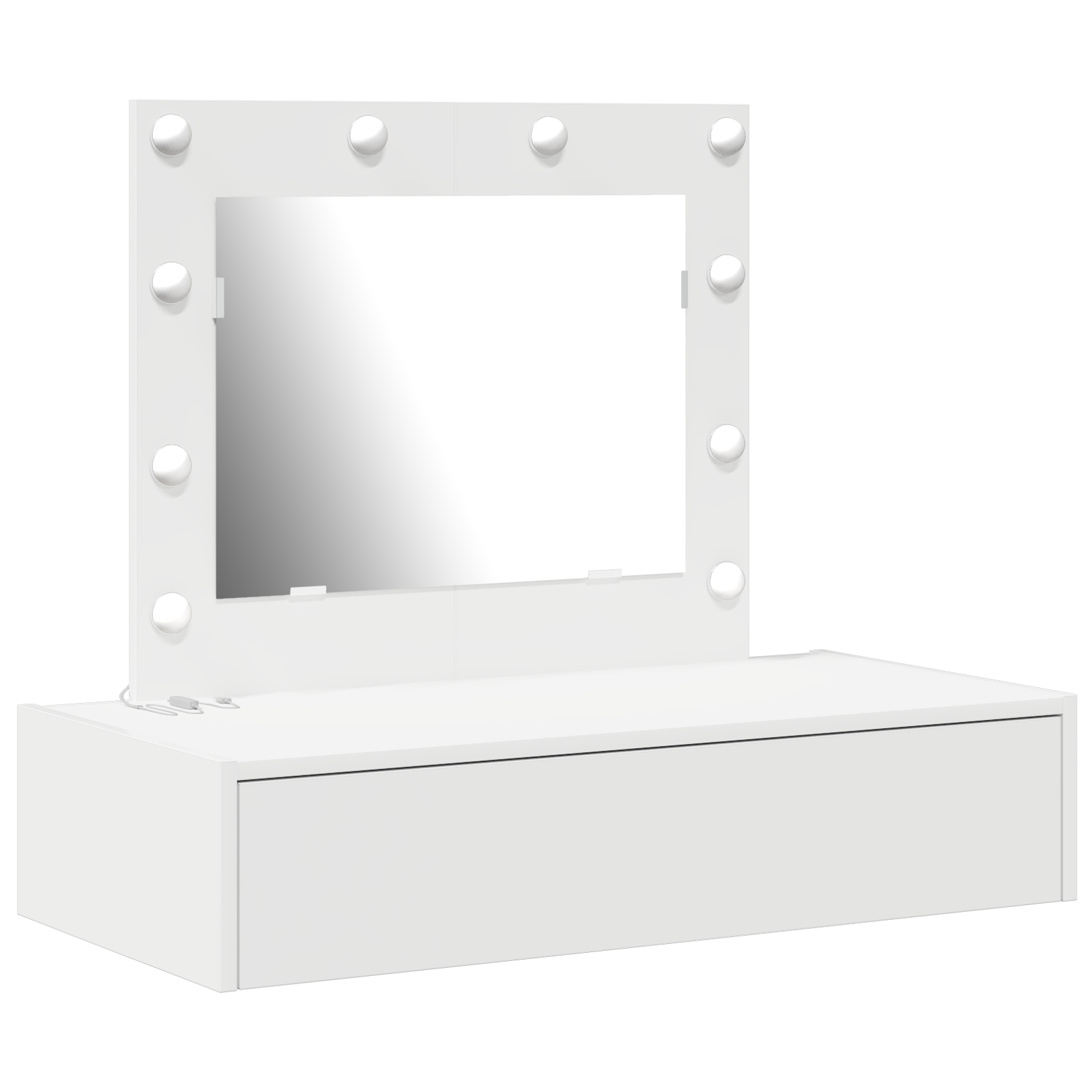 Wall Hanging Dressing Table with LED Lights - White - Image 2