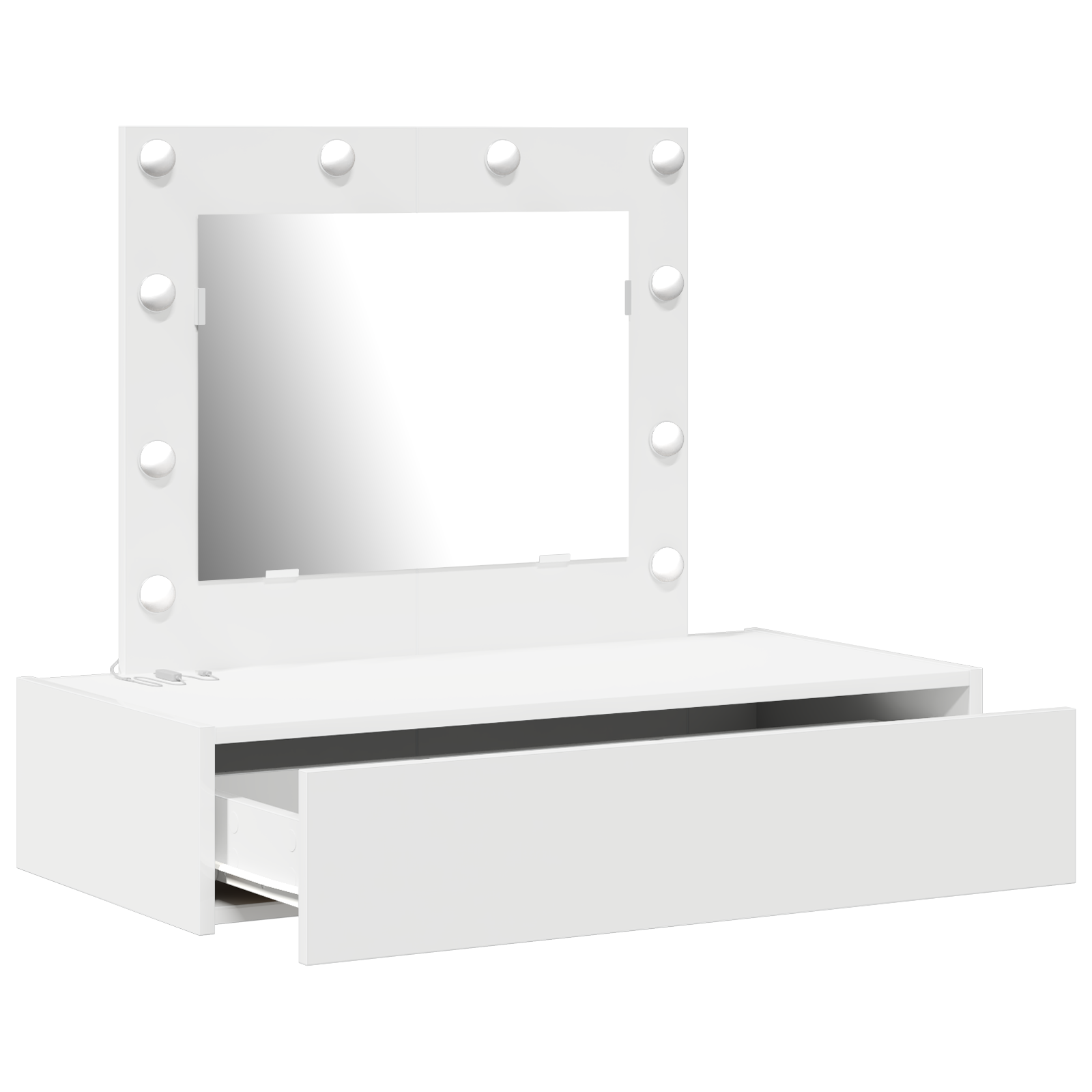 Wall Hanging Dressing Table with LED Lights - White - Image 4