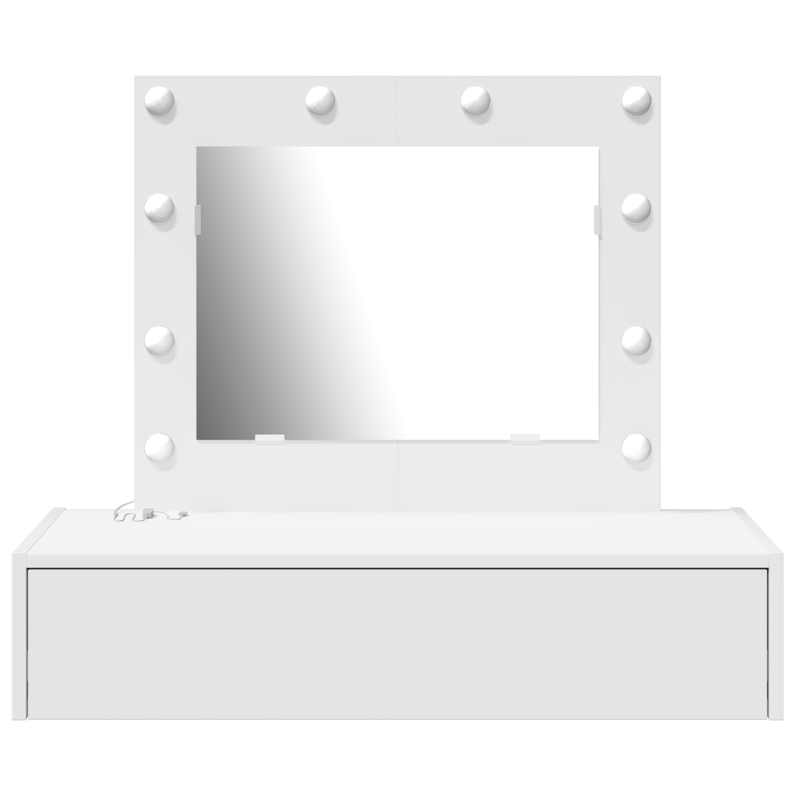 Wall Hanging Dressing Table with LED Lights - White - Image 5