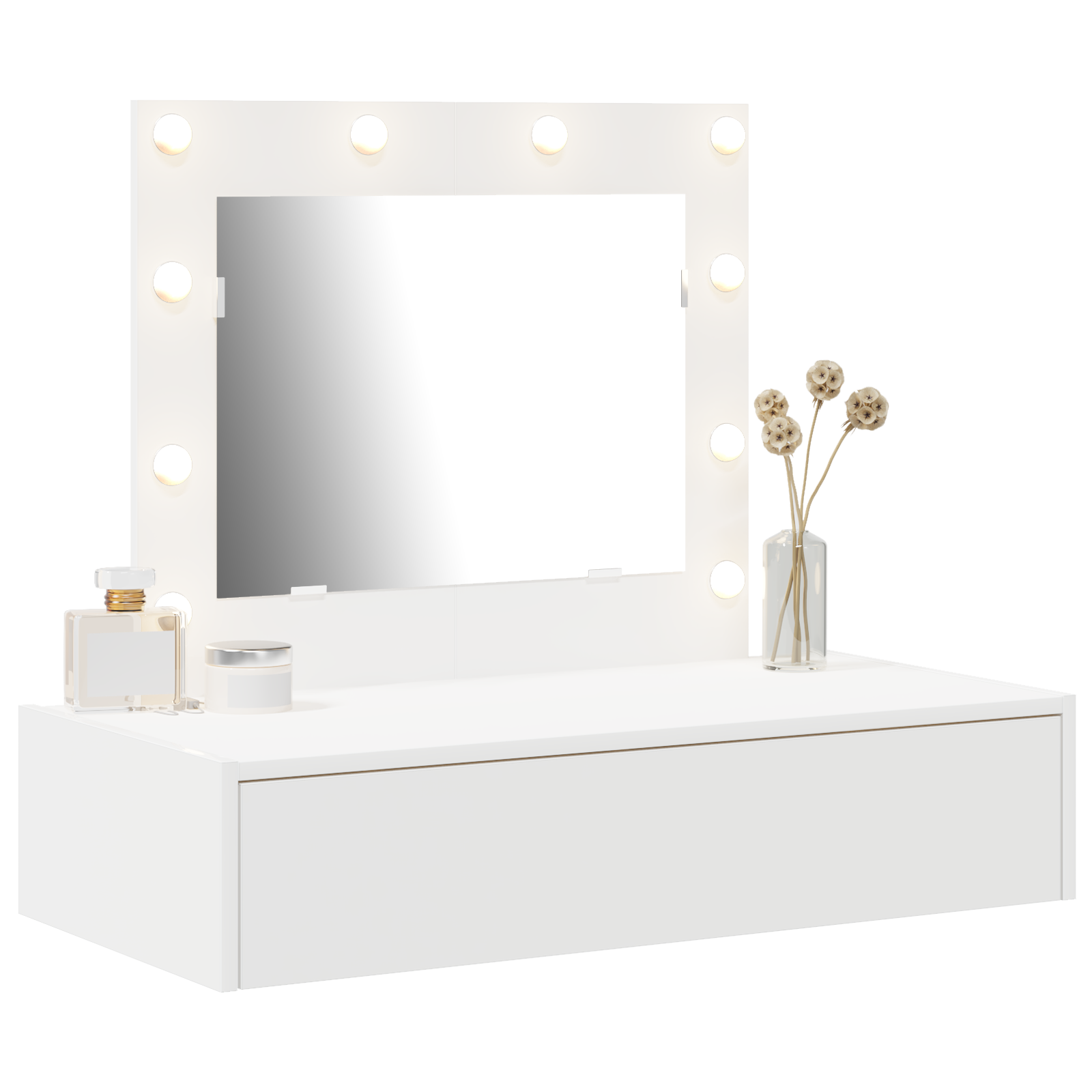 Wall Hanging Dressing Table with LED Lights - White - Image 3