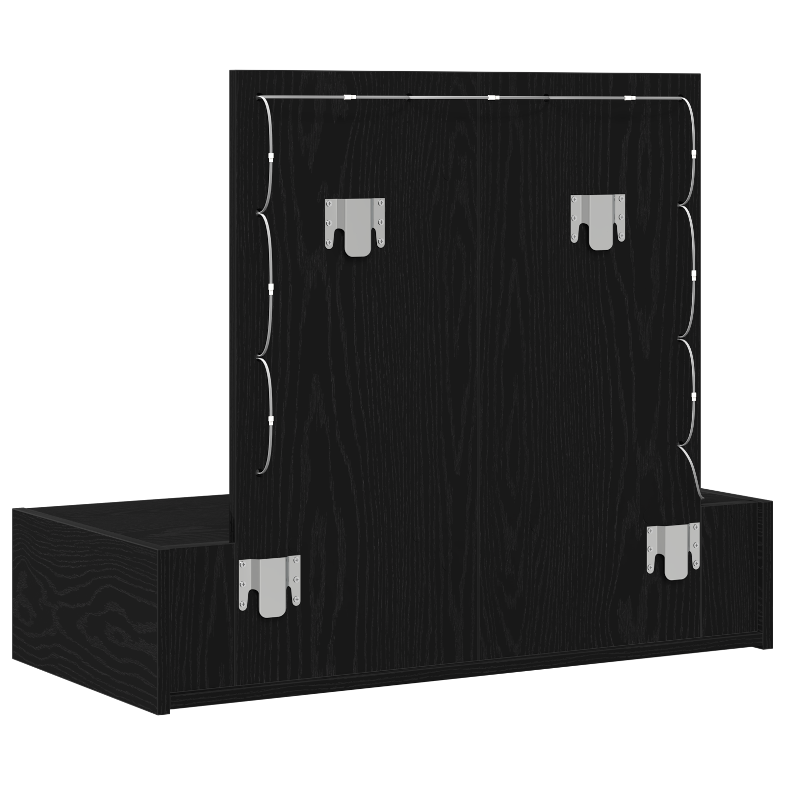 Wall-Mounted Dressing Table with LED Lights in Black Oak - Image 7