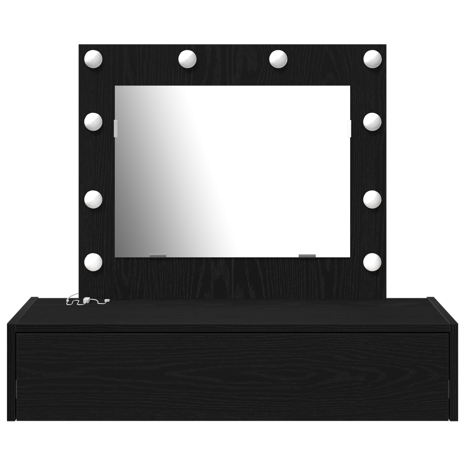 Wall-Mounted Dressing Table with LED Lights in Black Oak - Image 5