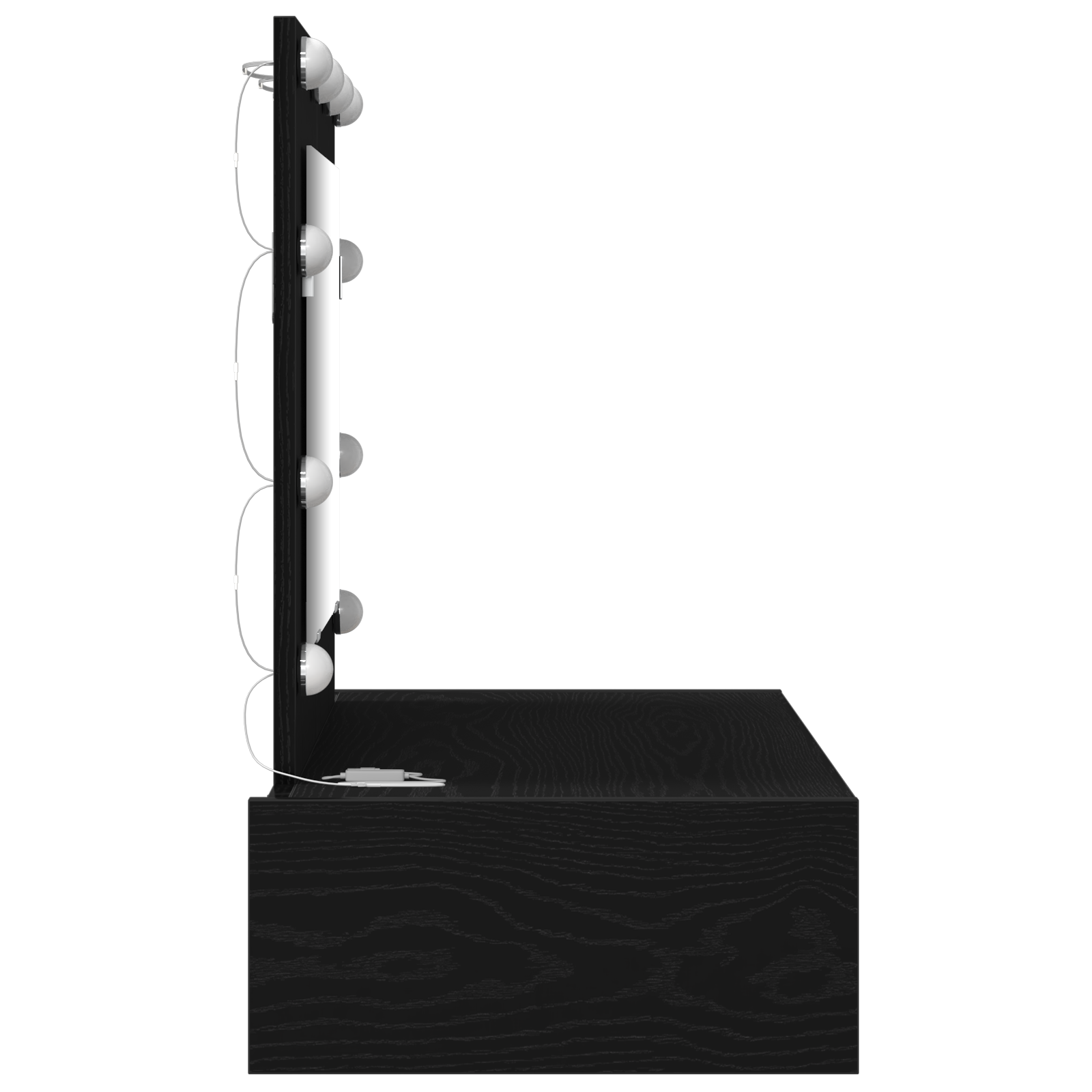 Wall-Mounted Dressing Table with LED Lights in Black Oak - Image 6