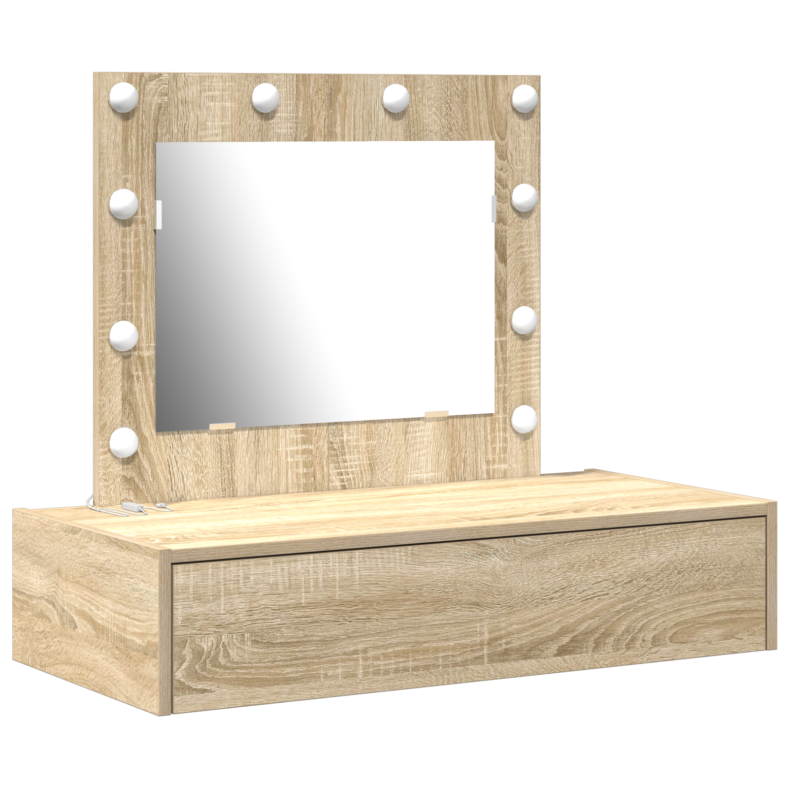 Wall Hanging Dressing Table with LED Lights Sonoma Oak - Image 2