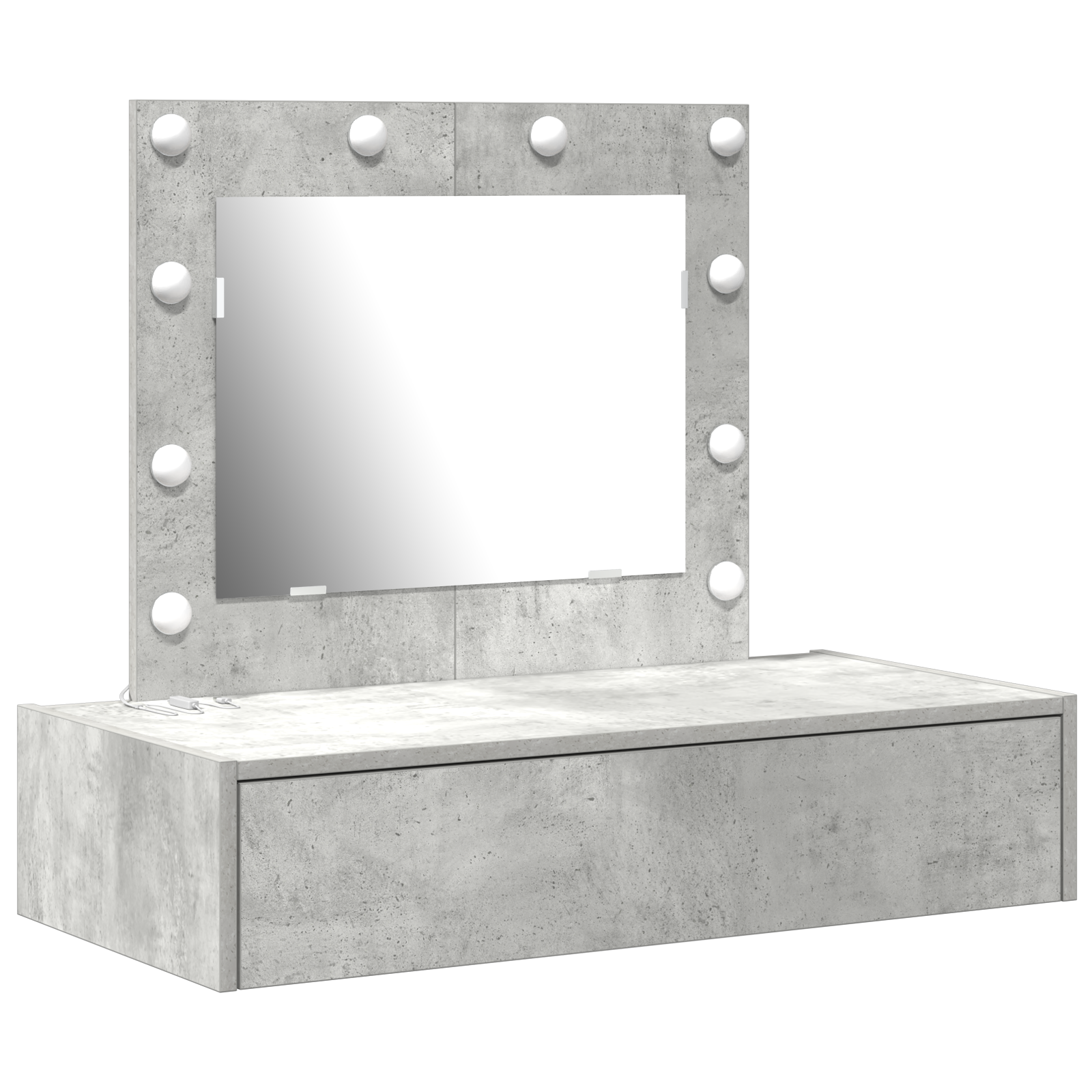 Wall Hanging Dressing Table with LED Lights Concrete Grey - Image 2
