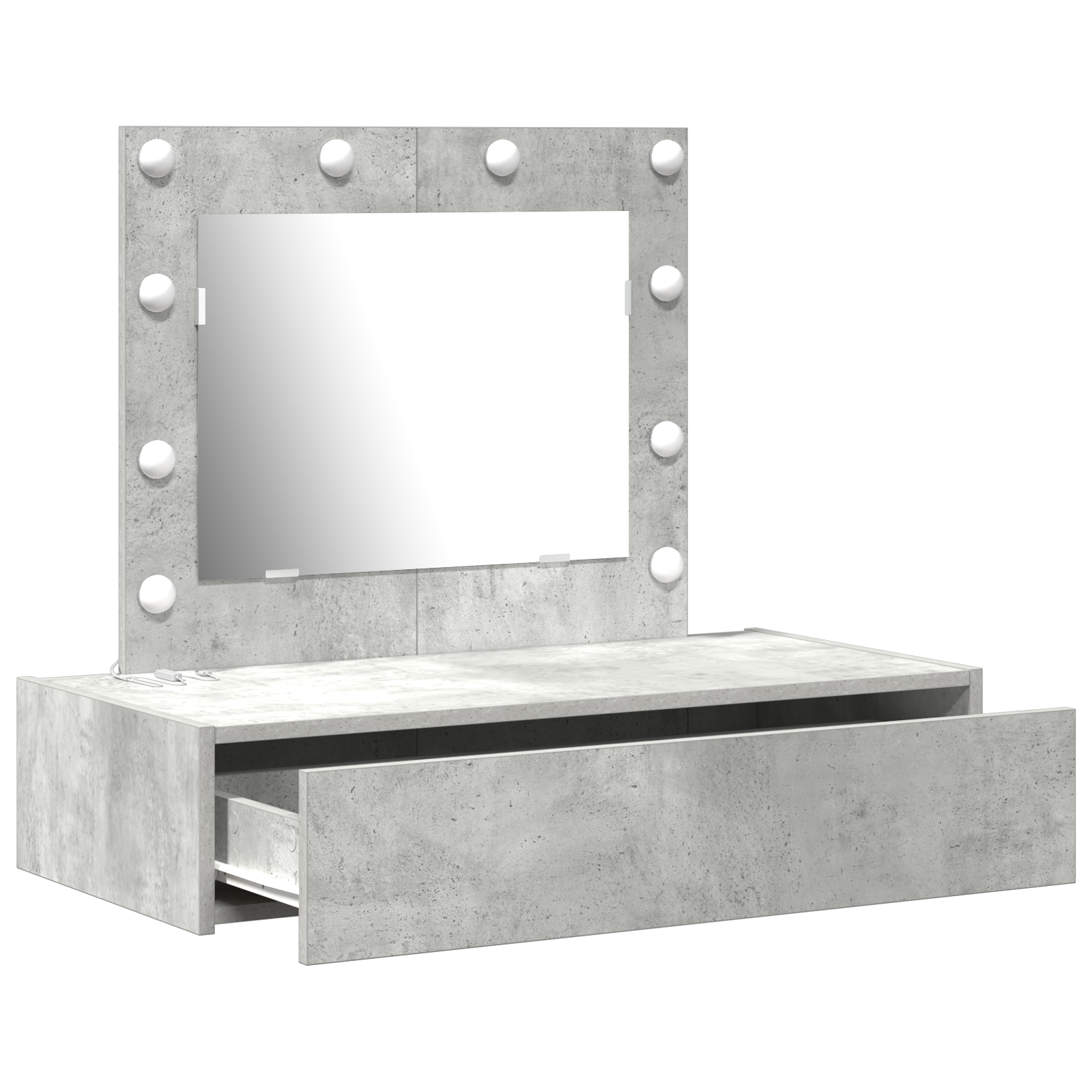 Wall Hanging Dressing Table with LED Lights Concrete Grey - Image 4