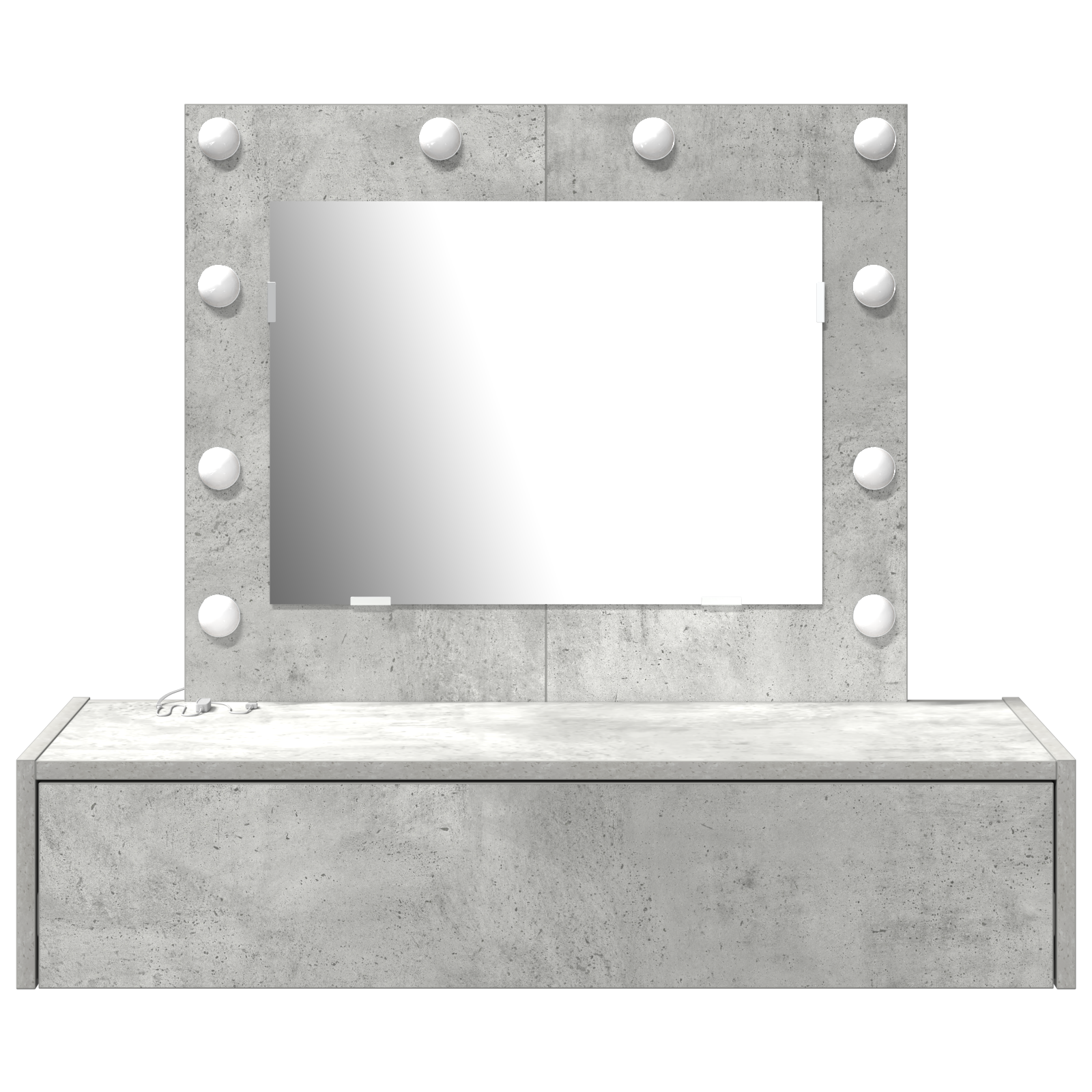 Wall Hanging Dressing Table with LED Lights Concrete Grey - Image 5