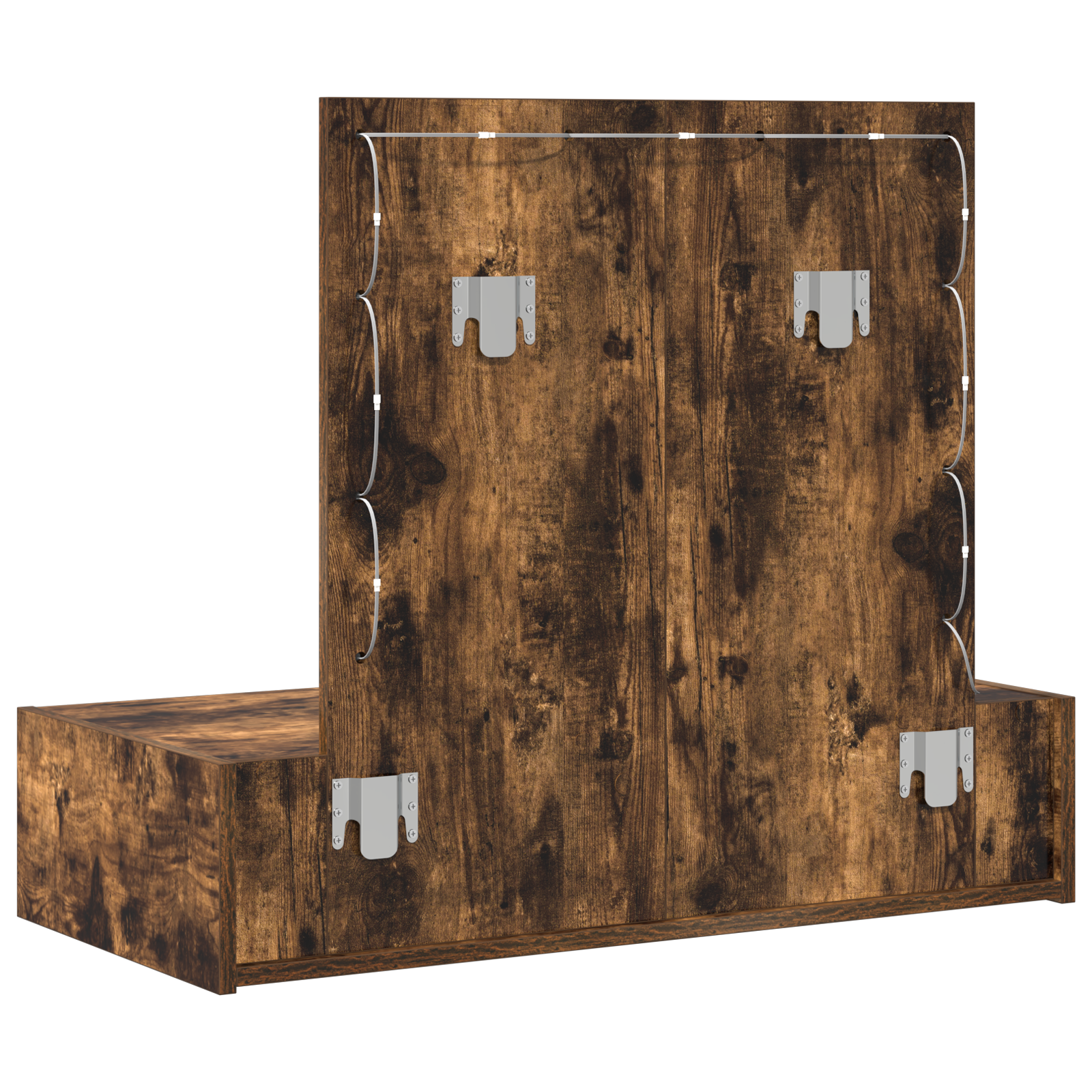 Wall Hanging Dressing Table with LED Lights Smoked Oak - Image 7