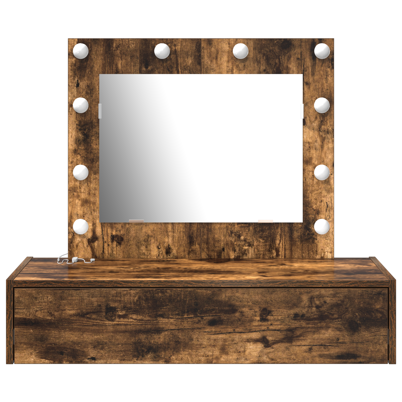 Wall Hanging Dressing Table with LED Lights Smoked Oak - Image 5