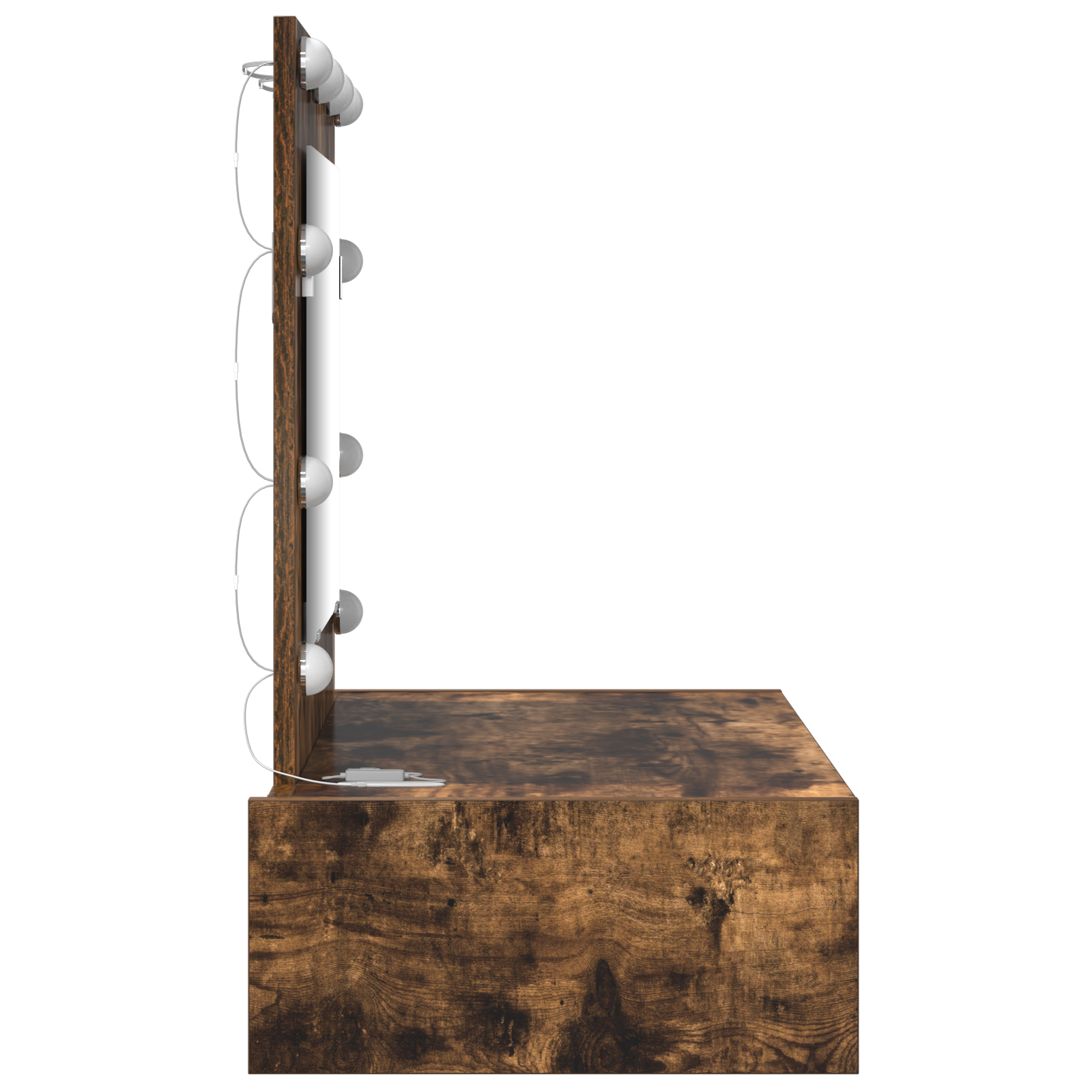 Wall Hanging Dressing Table with LED Lights Smoked Oak - Image 6