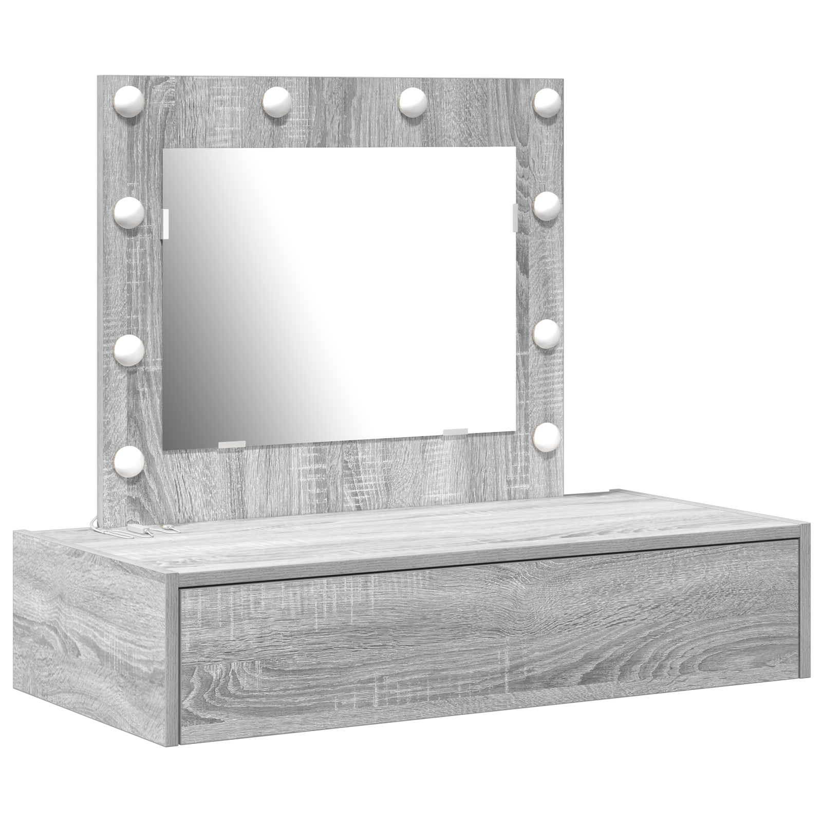 Wall Hanging Dressing Table with LED Lights Grey Sonoma - Image 2