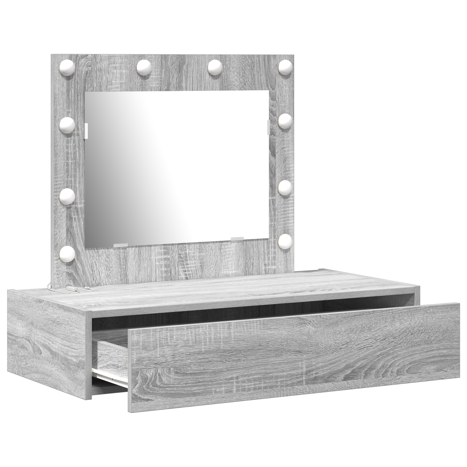 Wall Hanging Dressing Table with LED Lights Grey Sonoma - Image 4