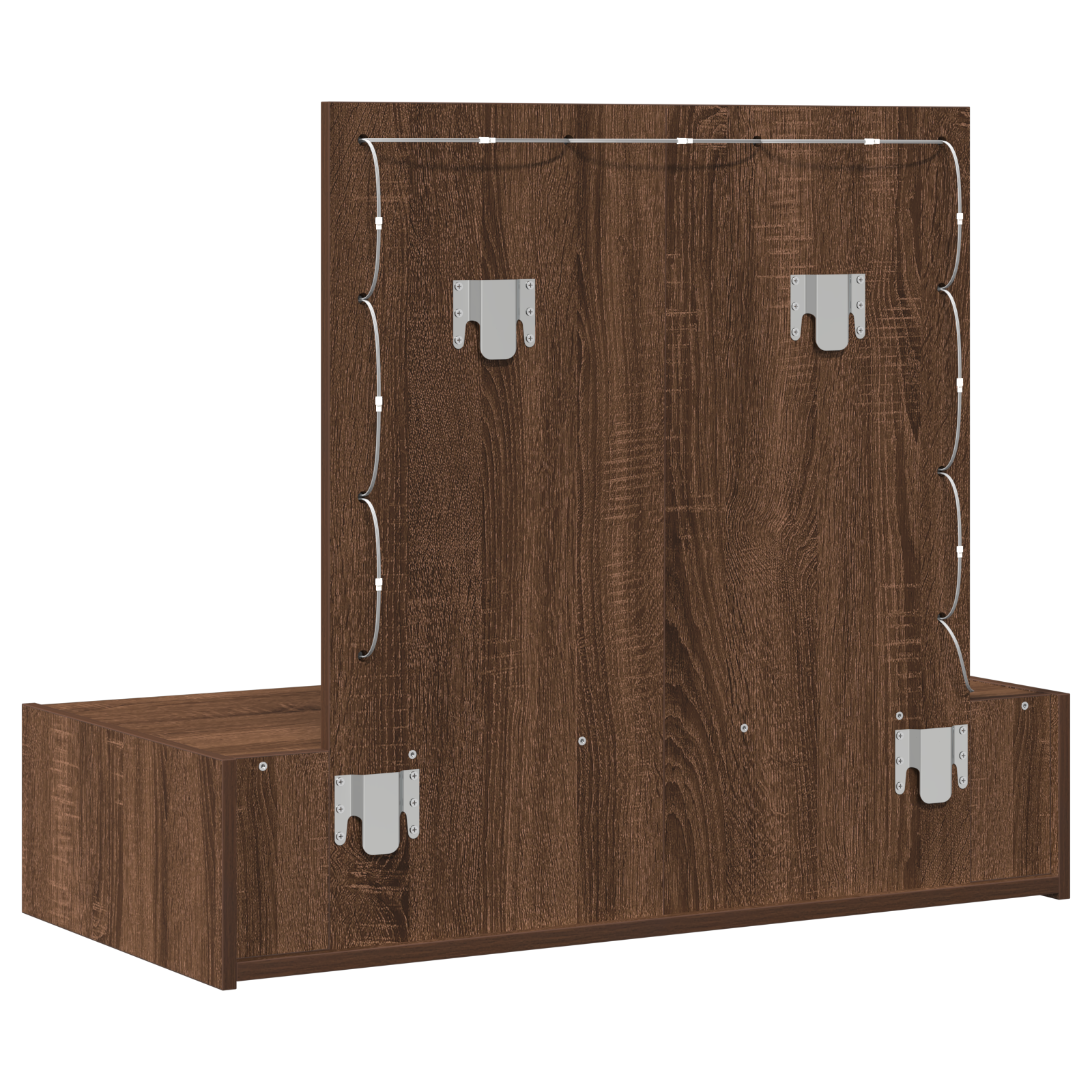 Wall Hanging Dressing Table with LED Lights Brown Oak - Image 7