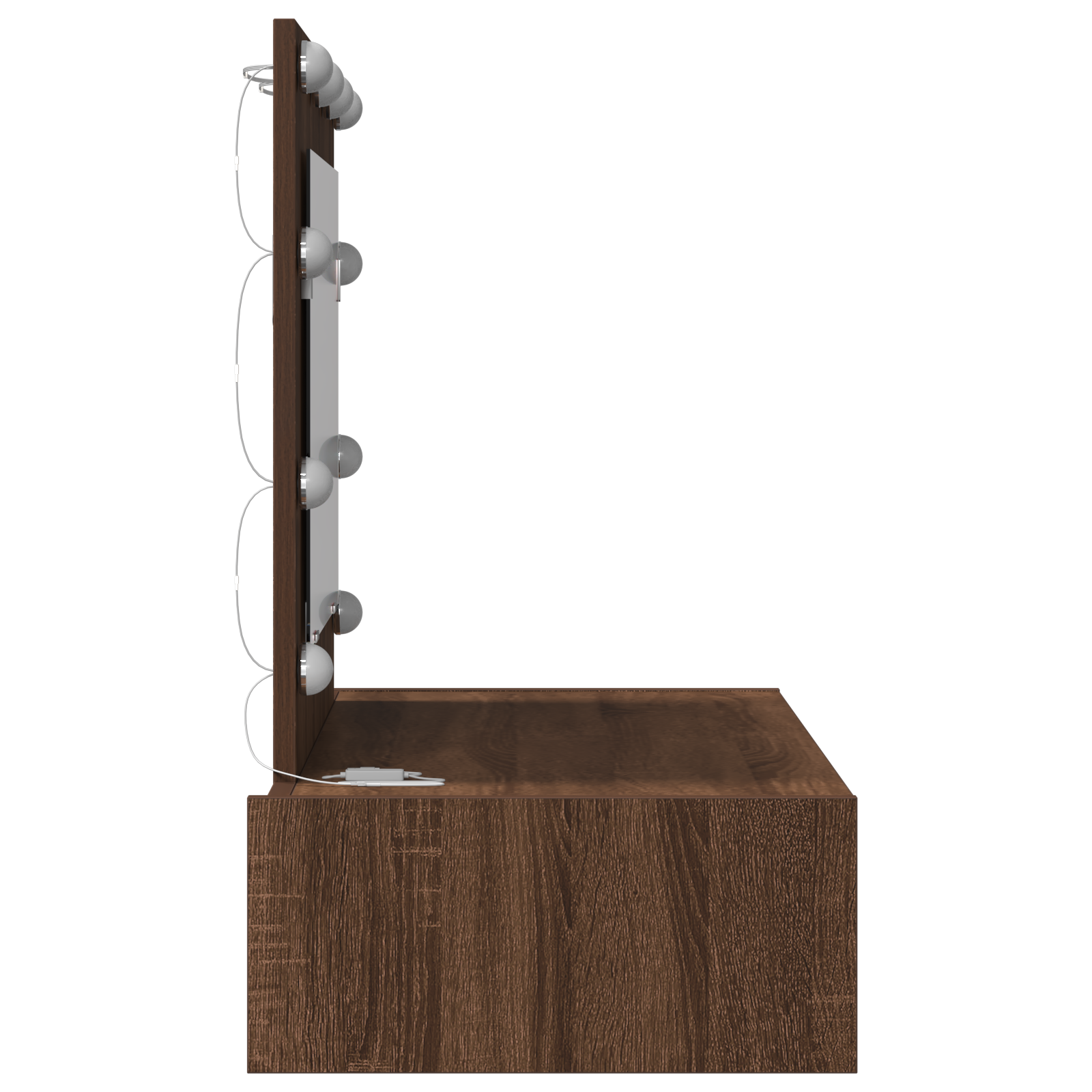 Wall Hanging Dressing Table with LED Lights Brown Oak - Image 6