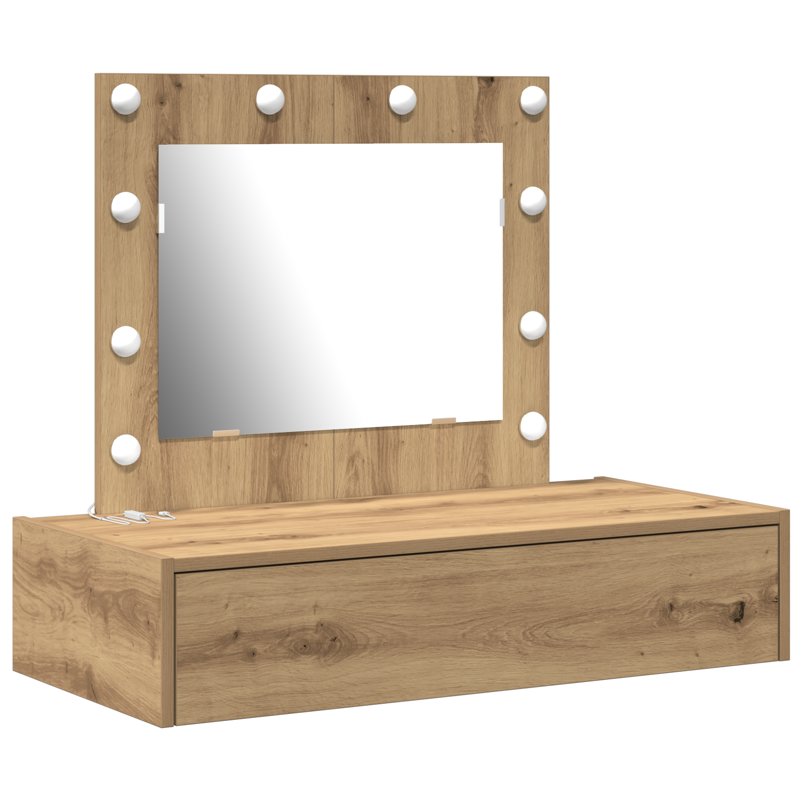 Wall Hanging Dressing Table with LED Lights Artisan Oak - Image 2