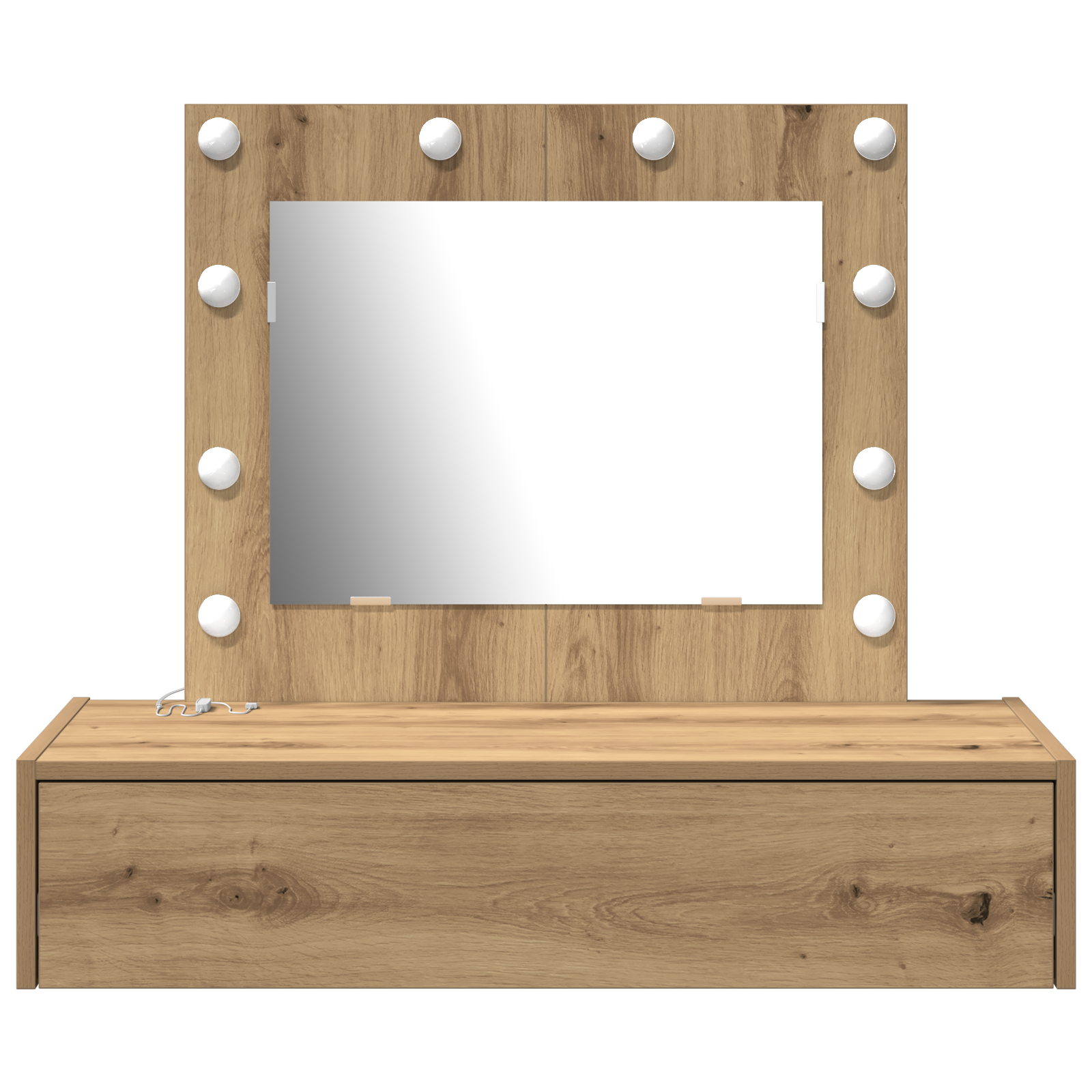 Wall Hanging Dressing Table with LED Lights Artisan Oak - Image 5
