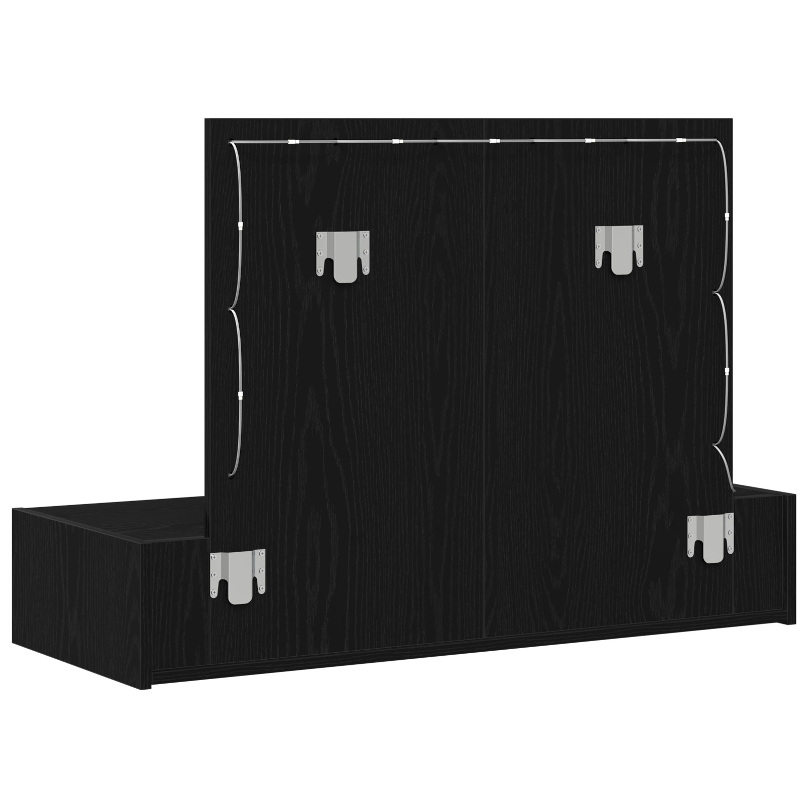 Wall-Mounted Dressing Table with LED Lights in Black Oak - Image 7