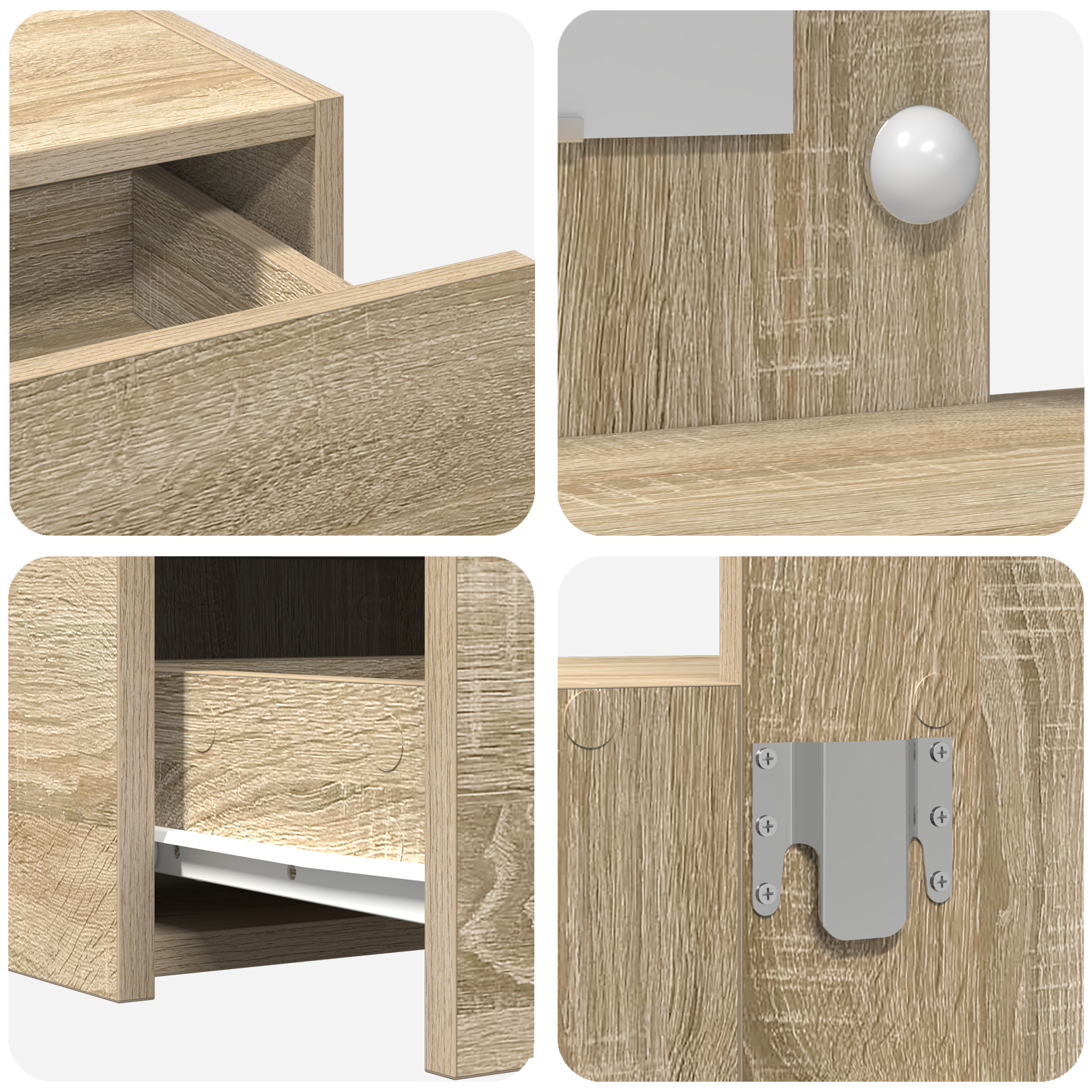 Wall-Mounted Dressing Table with LED Lights in Sonoma Oak - Image 8