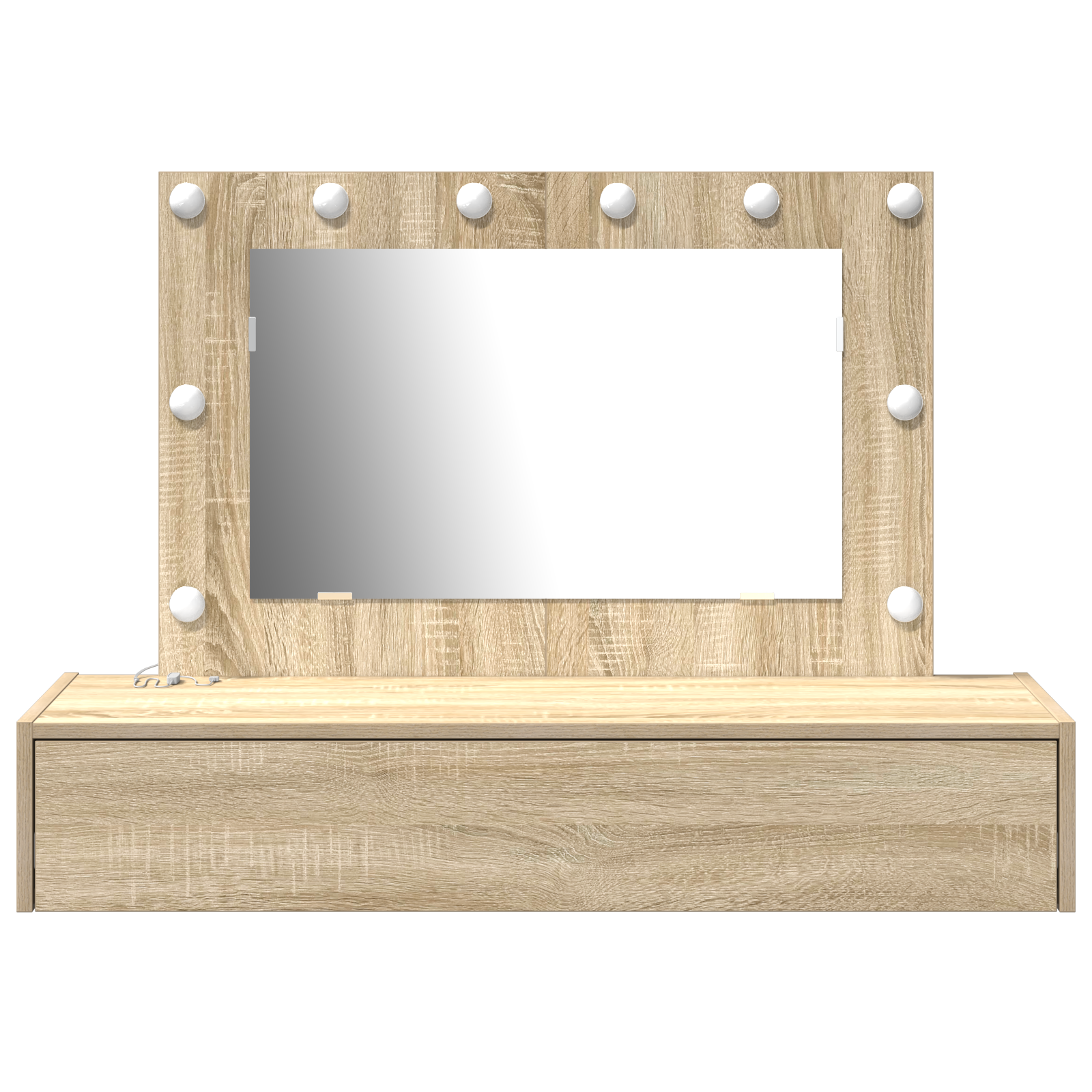 Wall-Mounted Dressing Table with LED Lights in Sonoma Oak - Image 5