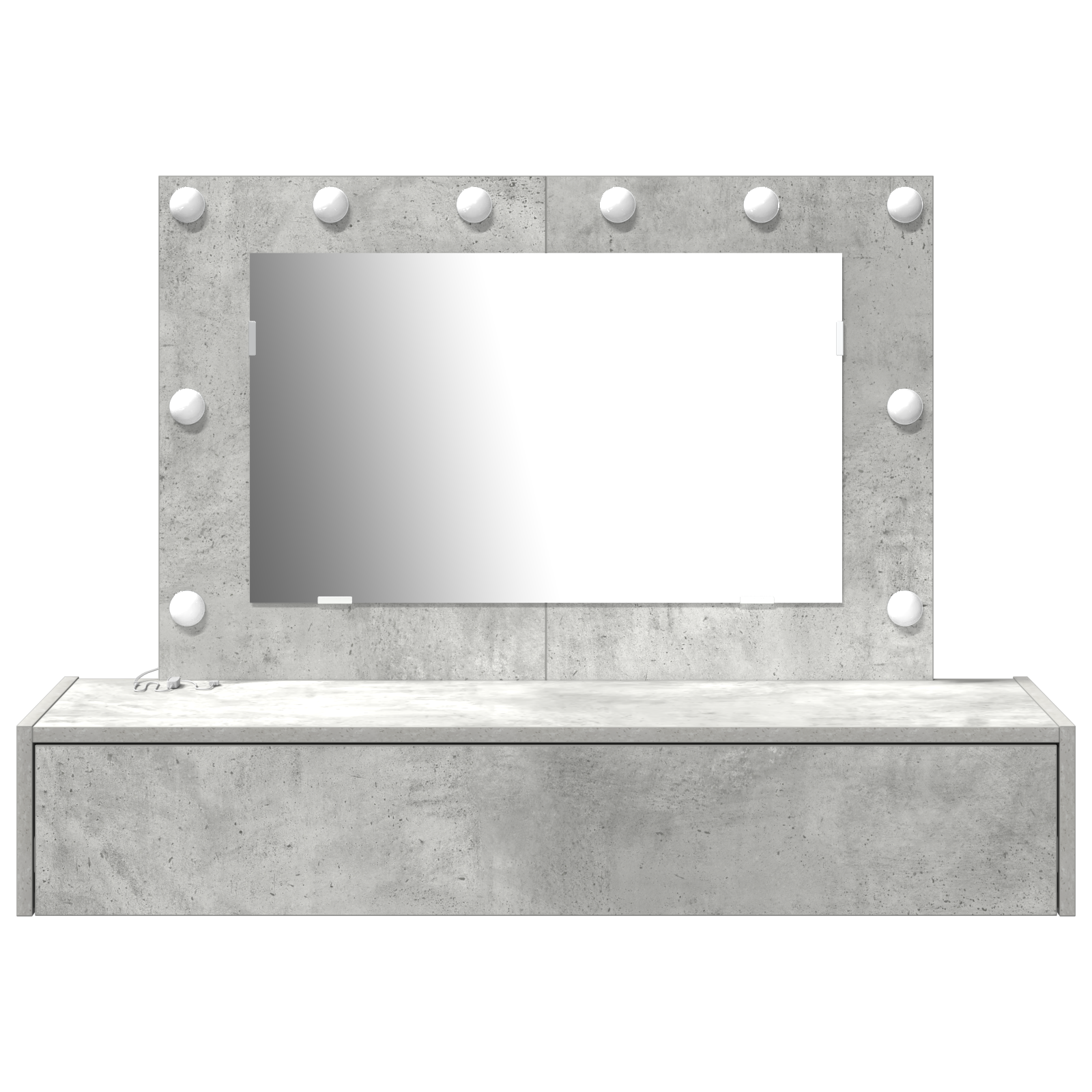 Wall Hanging Dressing Table with LED Lights in Concrete Grey - Image 5
