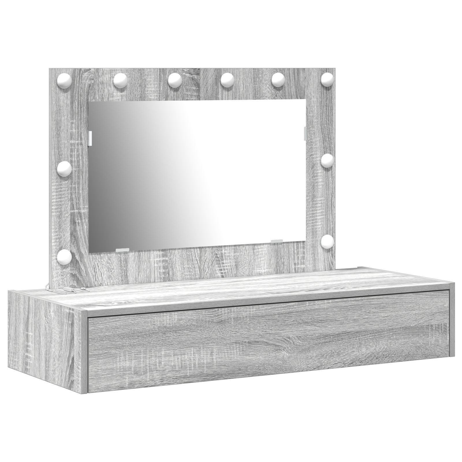 Wall Hanging Dressing Table with LED Lights Grey Sonoma - Image 2