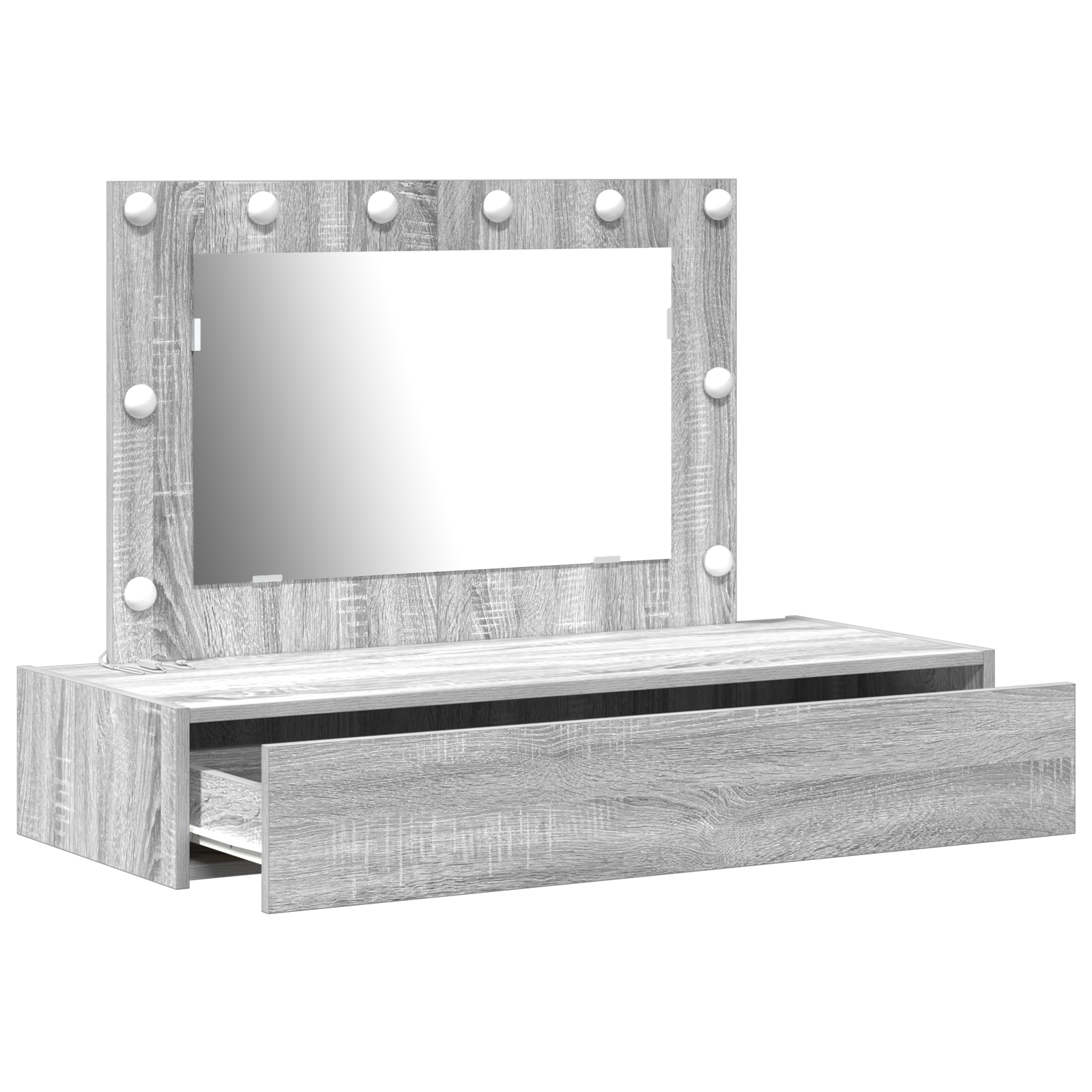 Wall Hanging Dressing Table with LED Lights Grey Sonoma - Image 4
