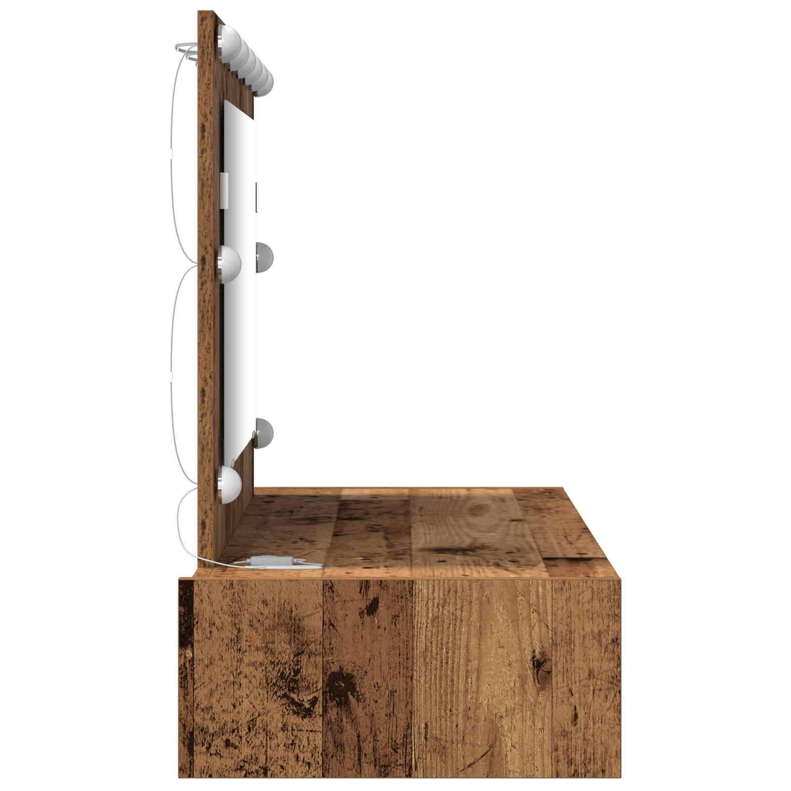 Wall Hanging Dressing Table with LED Lights Old Wood - Image 6