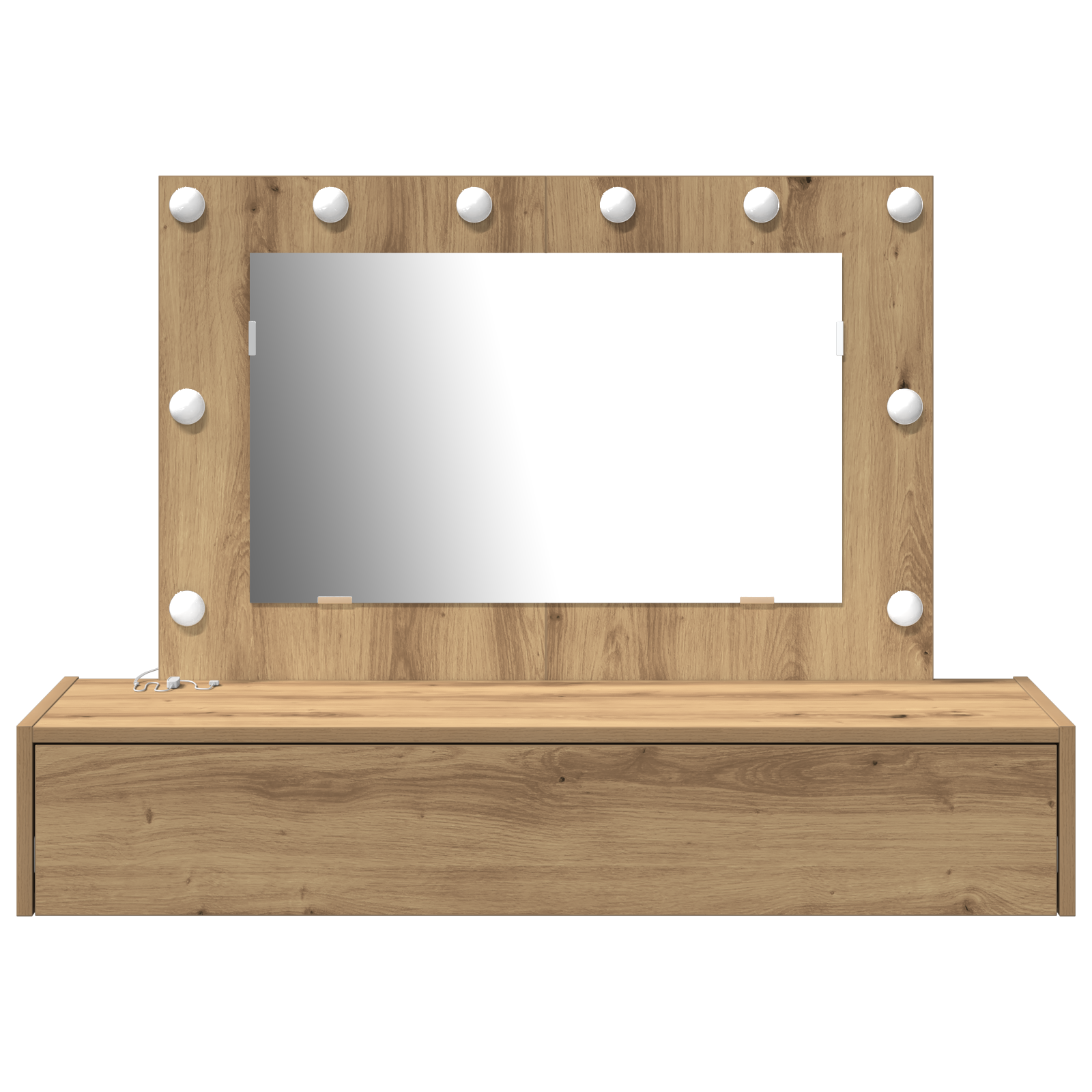 Wall Hanging Dressing Table with LED Lights Artisan Oak - Image 5