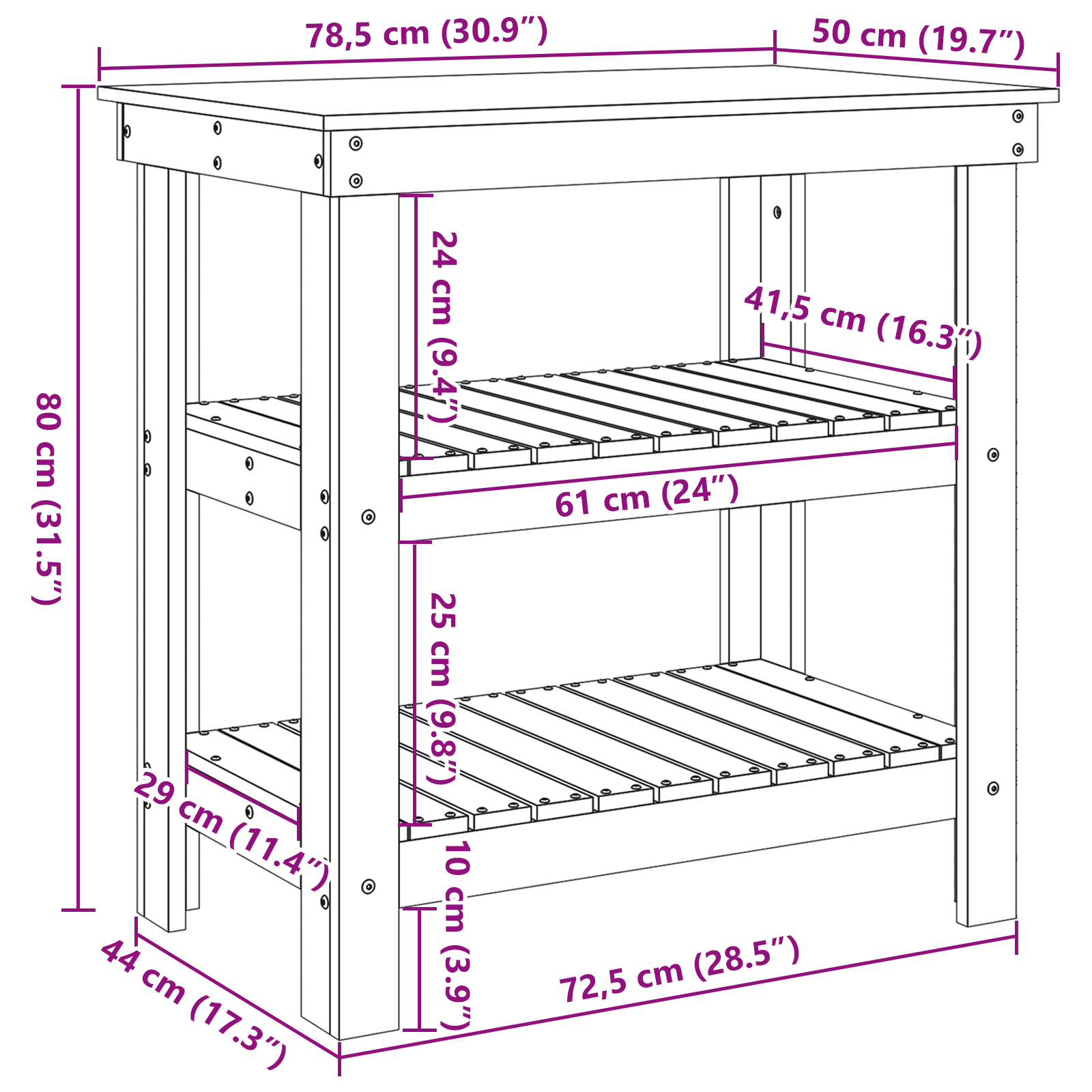 Delovna miza Voskast rjav 78,5 x 50 x 80 cm Masivno borovo les - slika 9