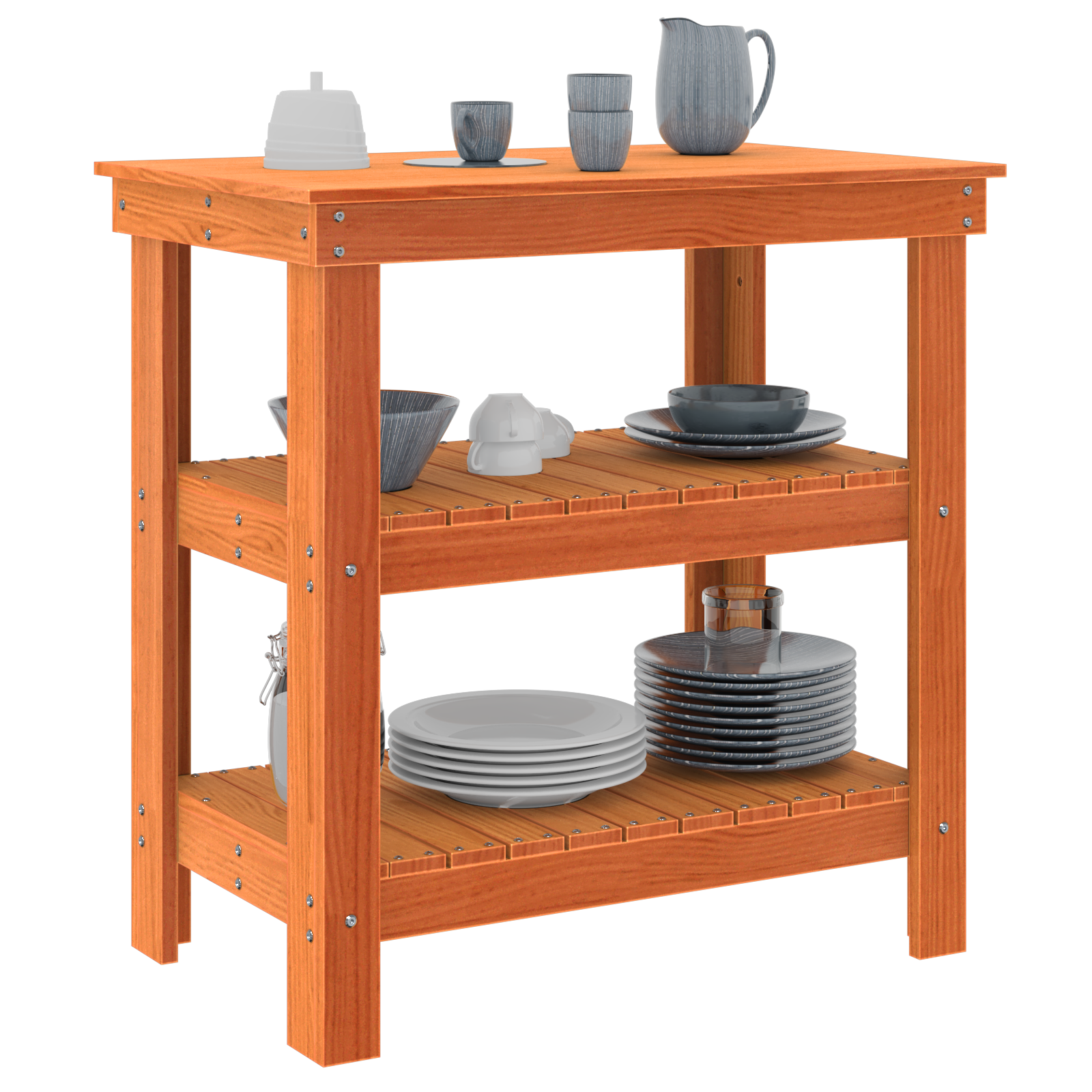 Delovna miza Voskast rjav 78,5 x 50 x 80 cm Masivno borovo les - slika 3