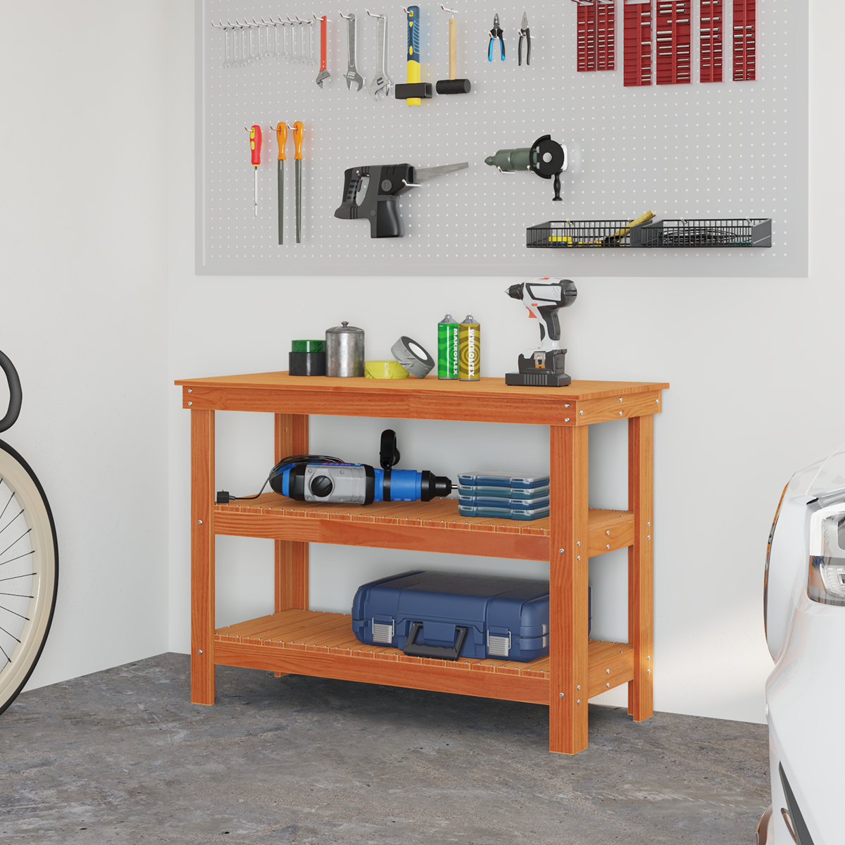 Delovna miza Voščeno rjava 110,5 x 50 x 80 cm Trdna borovina - slika 4