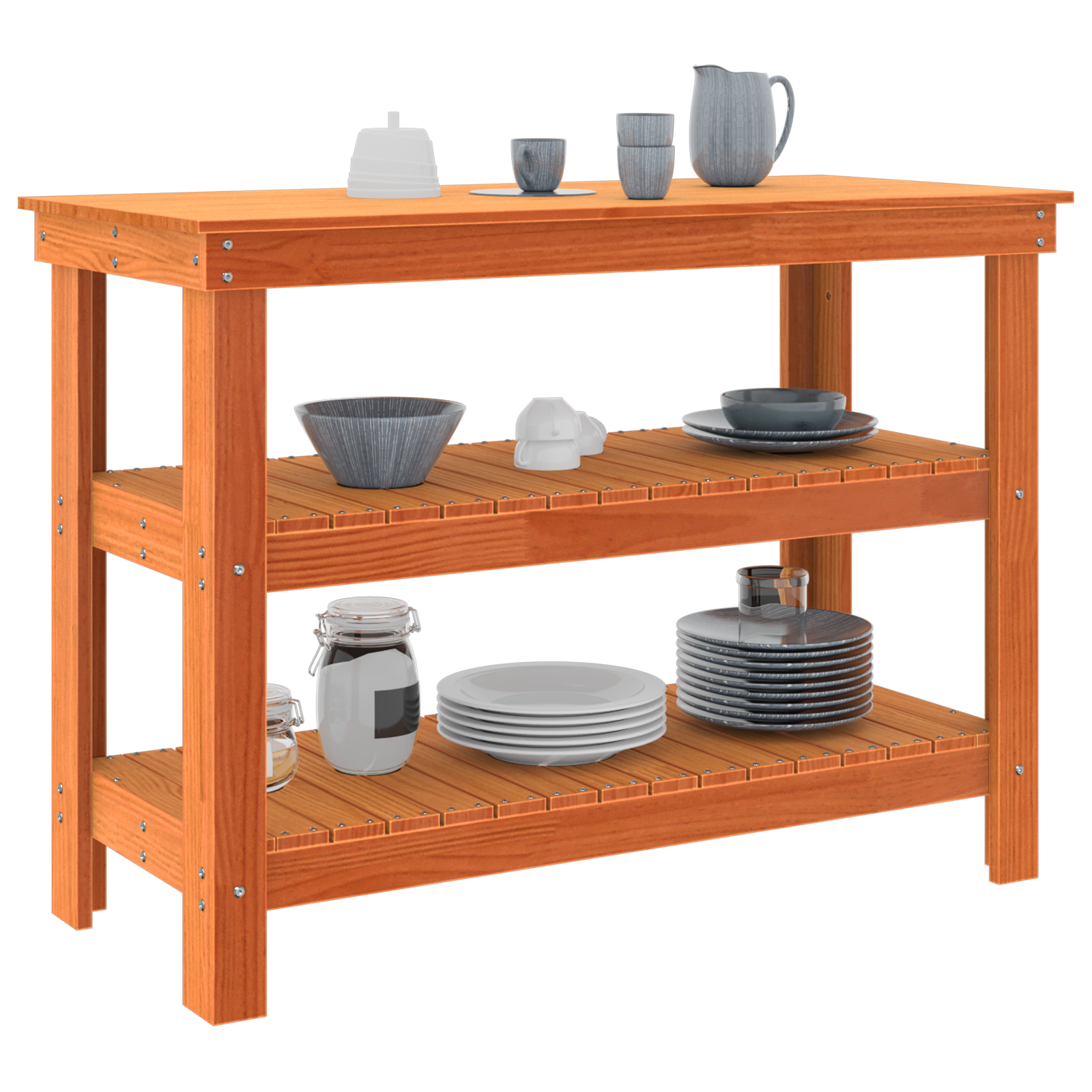 vidaXL Werkbank Wachsbraun 110,5 x 50 x 80 cm Massivholz Kiefer – Bild 3