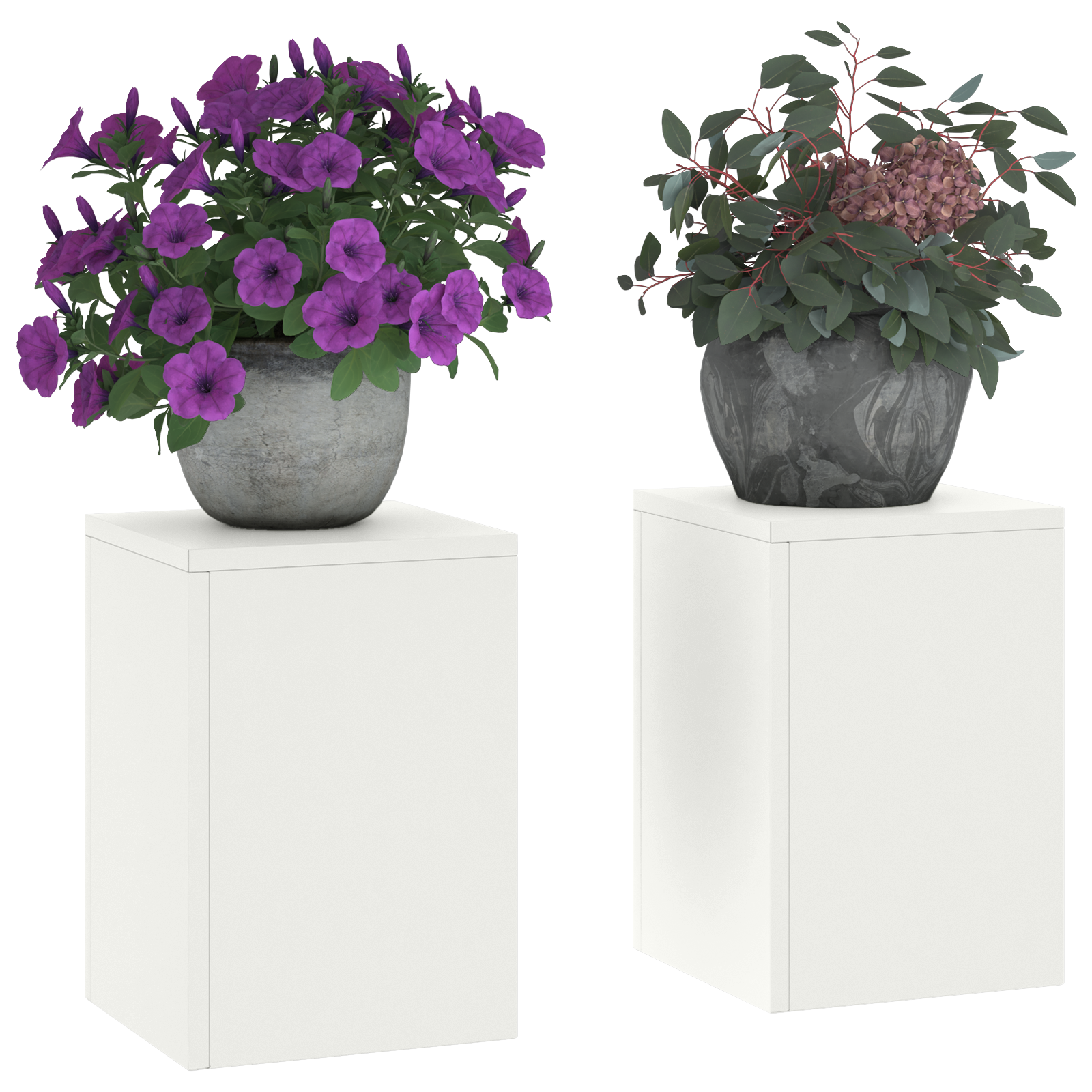 Outdoor Plant Stands Pillar 2 pcs White 24x24x35 cm Steel - Image 3