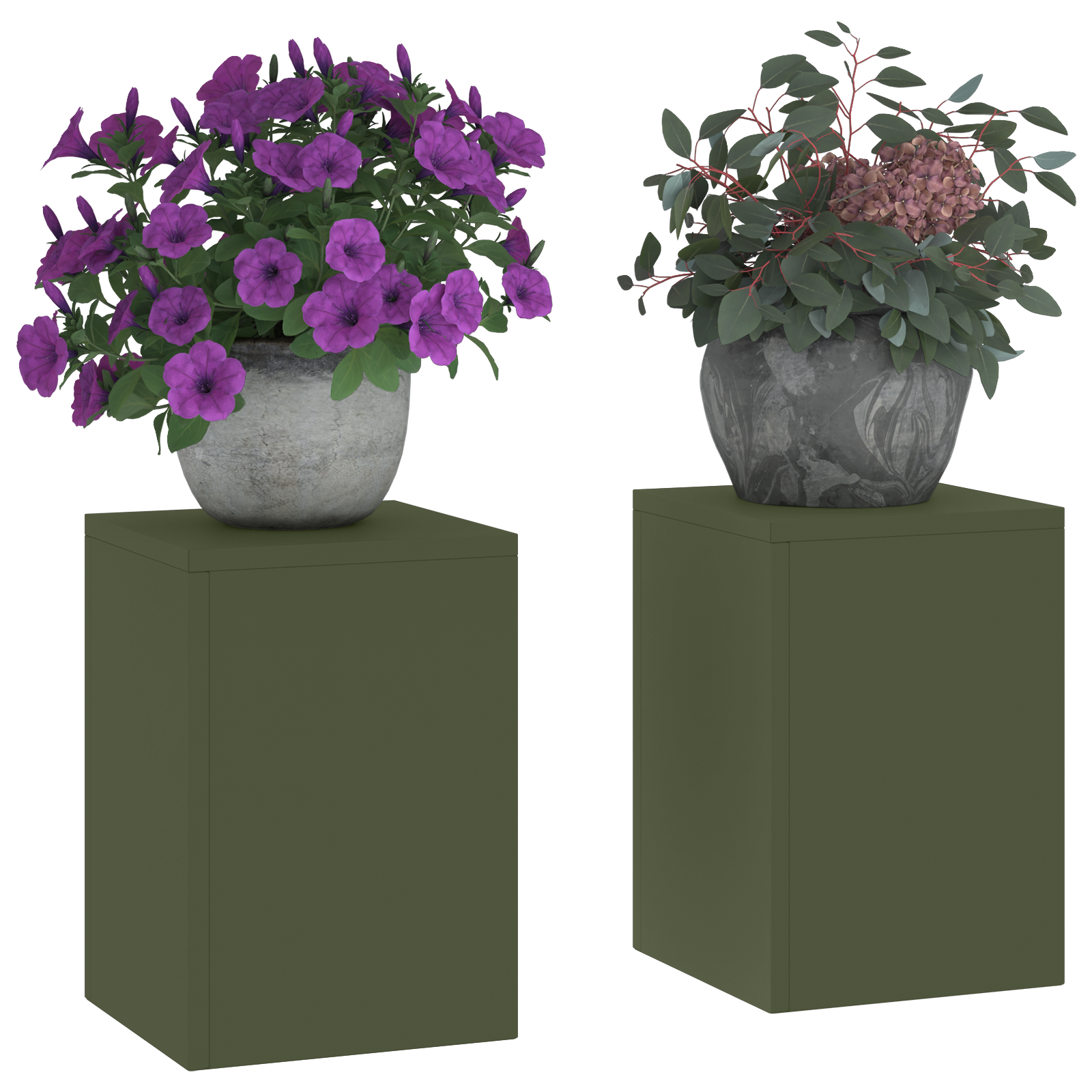 Outdoor Plant Stands Pillar 2 pcs Olive Green 24x24x35 cm Steel - Image 3