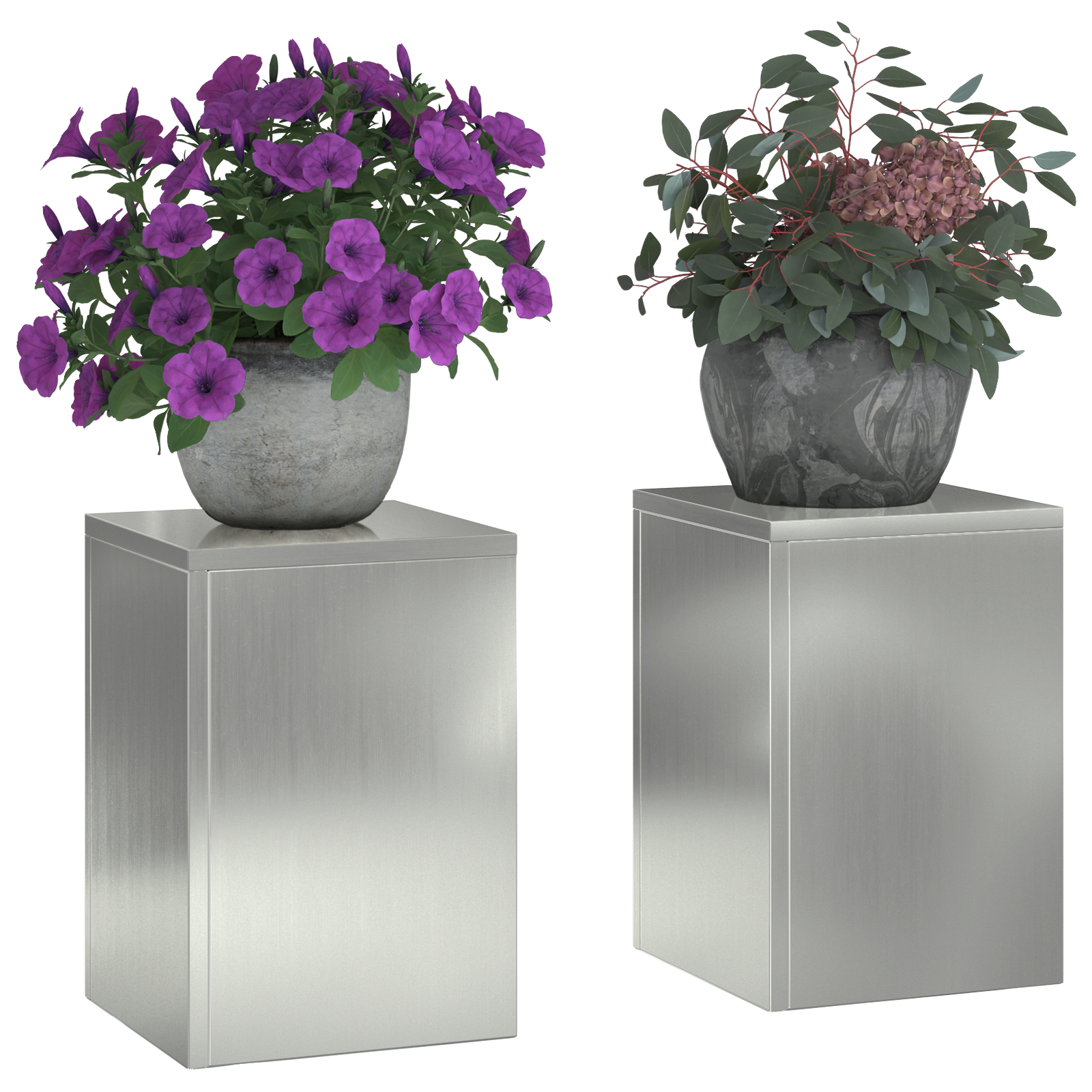 Outdoor Plant Stands Pillar 2 pcs 24x24x35 cm Galvanised Steel - Image 3