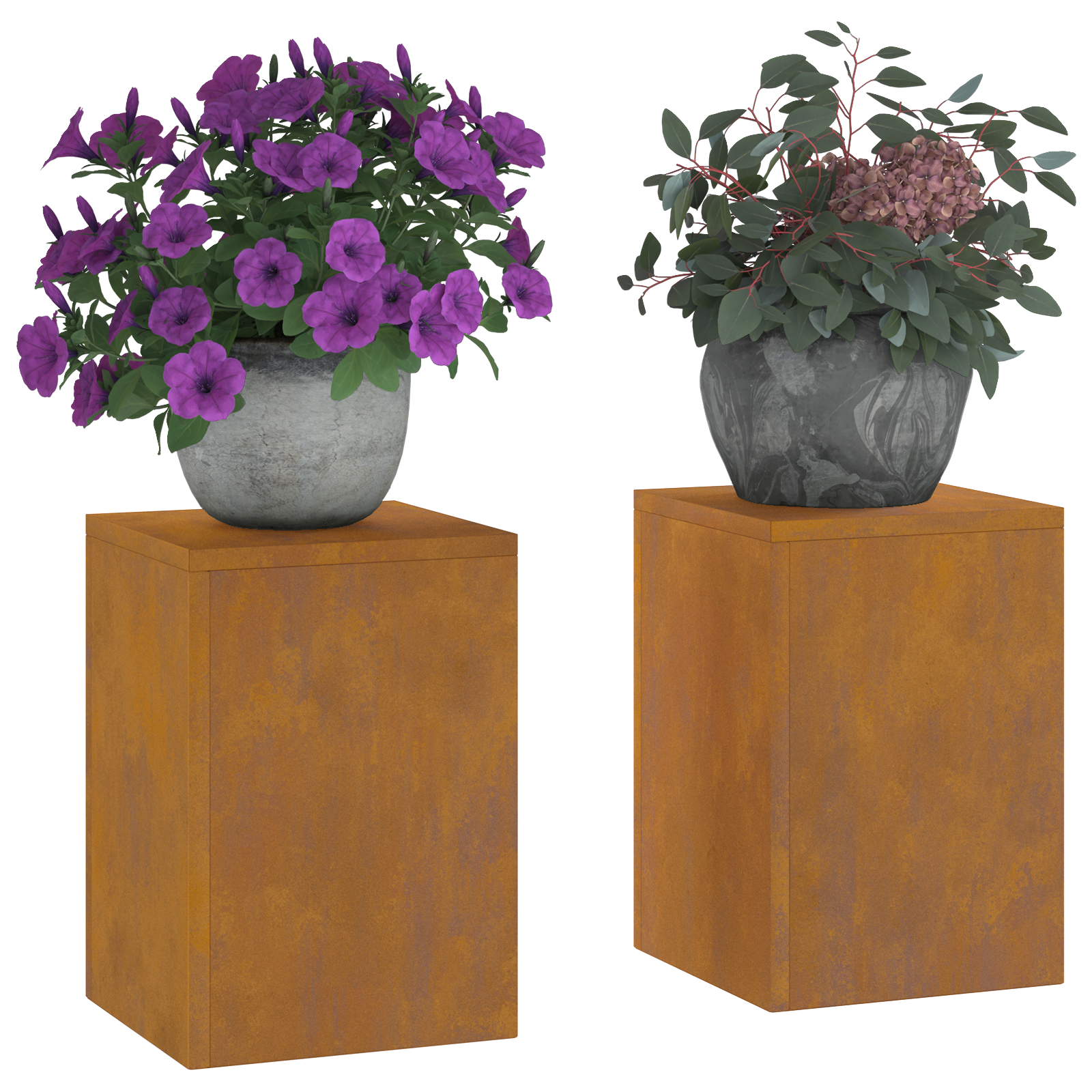 Outdoor Plant Stands Pillar 2 pcs 24x24x35 cm Weathering Steel - Image 3