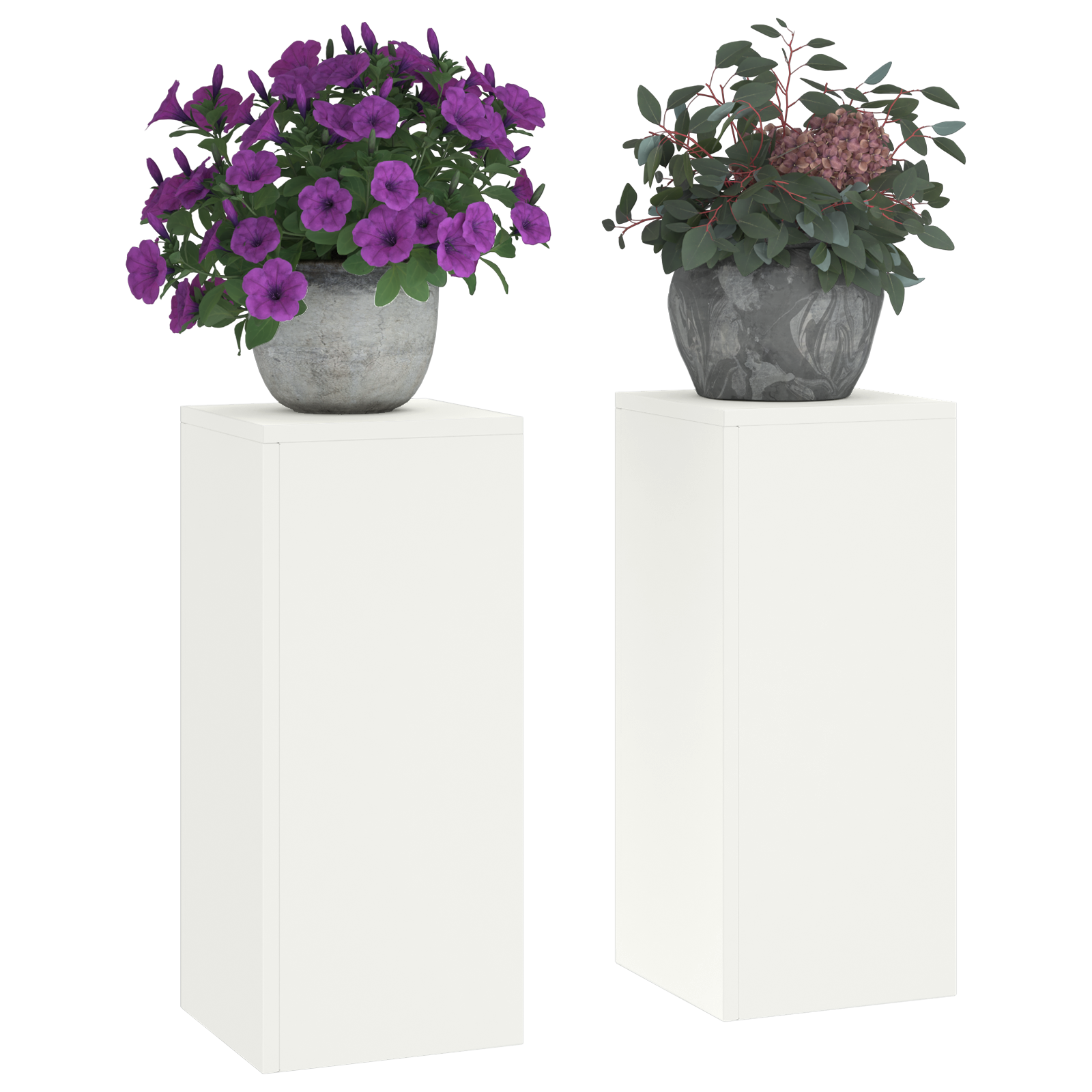 Outdoor Plant Stands set of 2 in white, 24x24x55 cm, Steel - Image 3